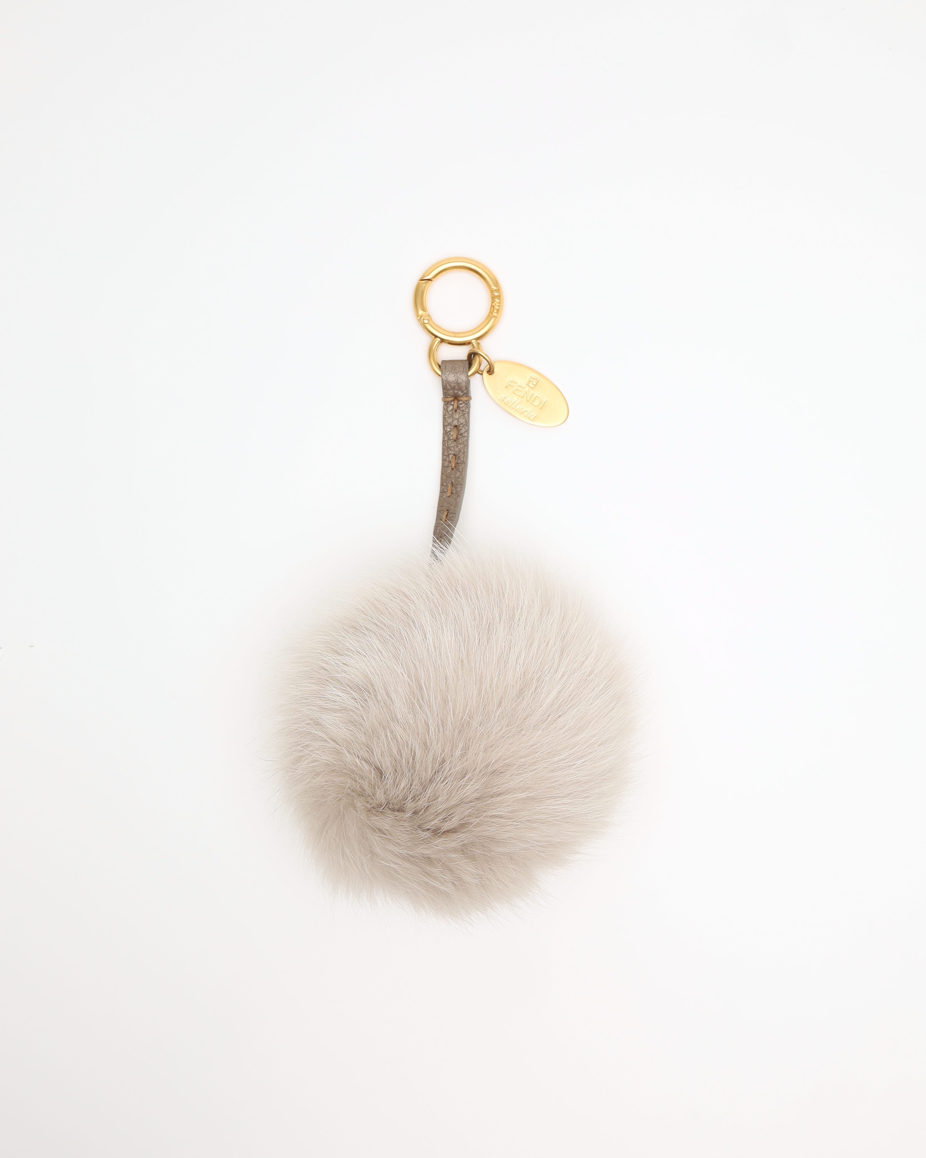 Fendi Pom-pom Fur Charm In White
