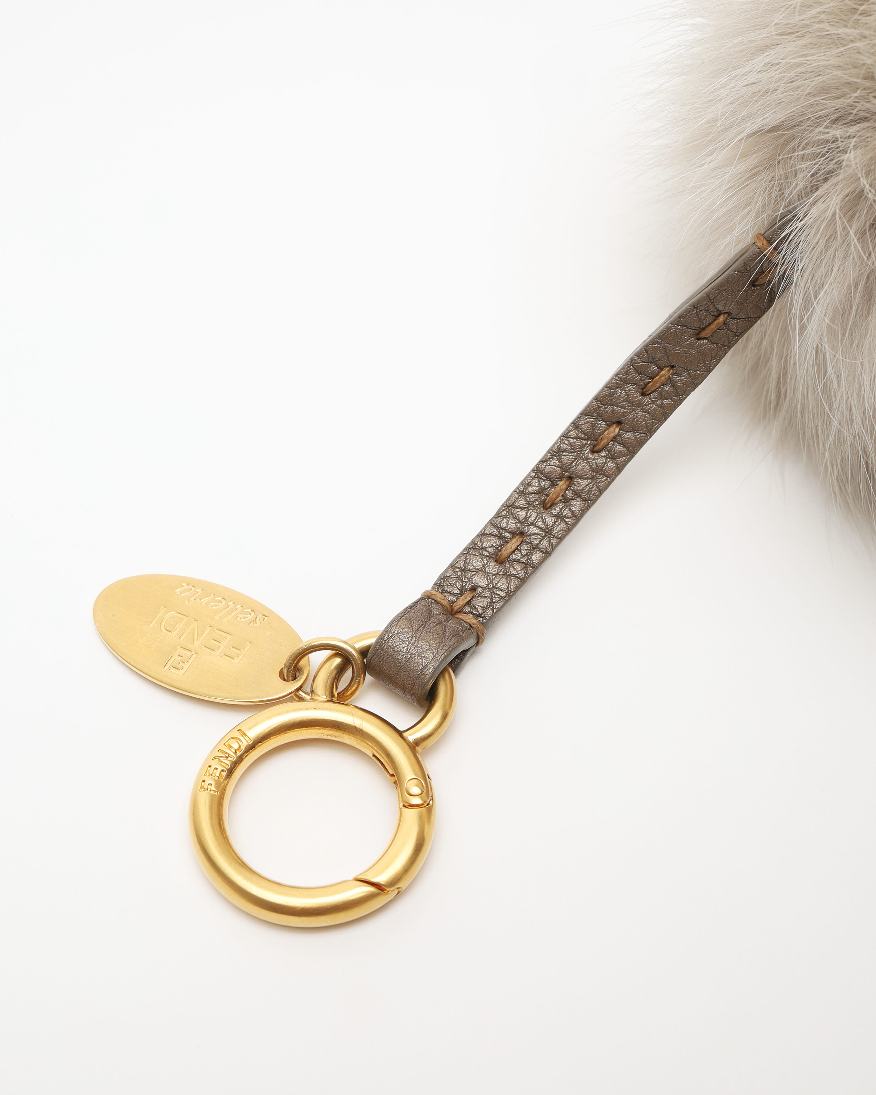 Fendi Pom-pom Fur Charm In White