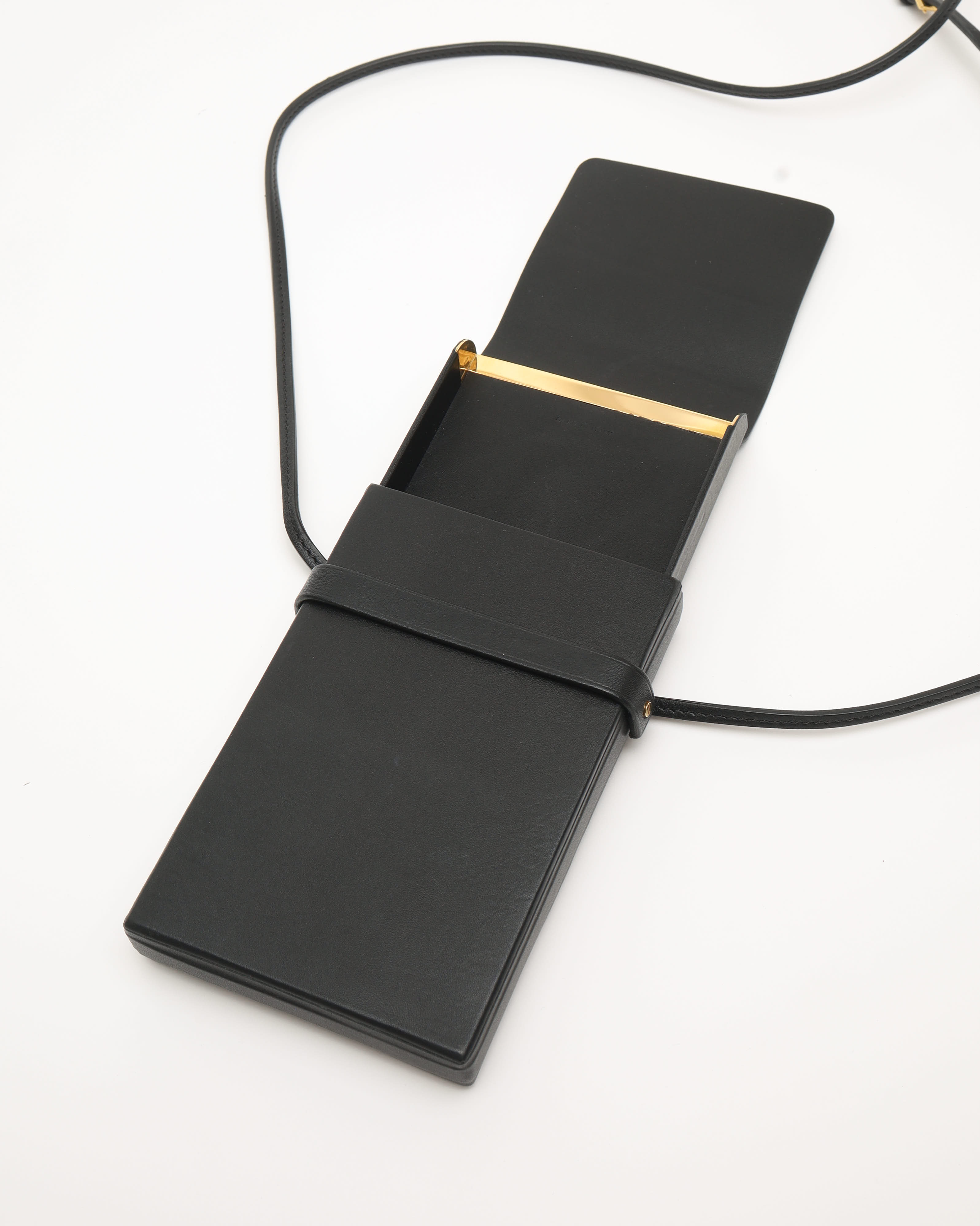 The Row Leather Phone Case In Black