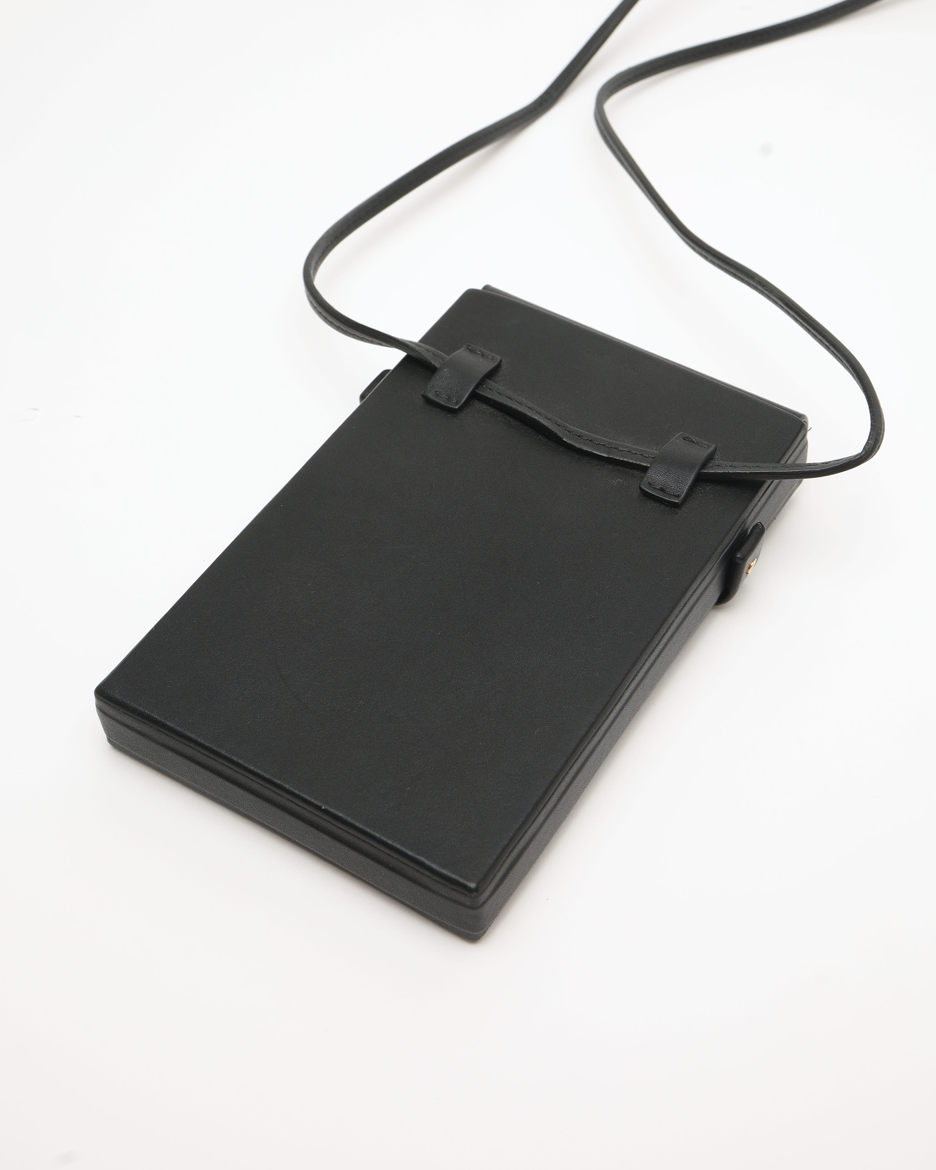 The Row Leather Phone Case In Black