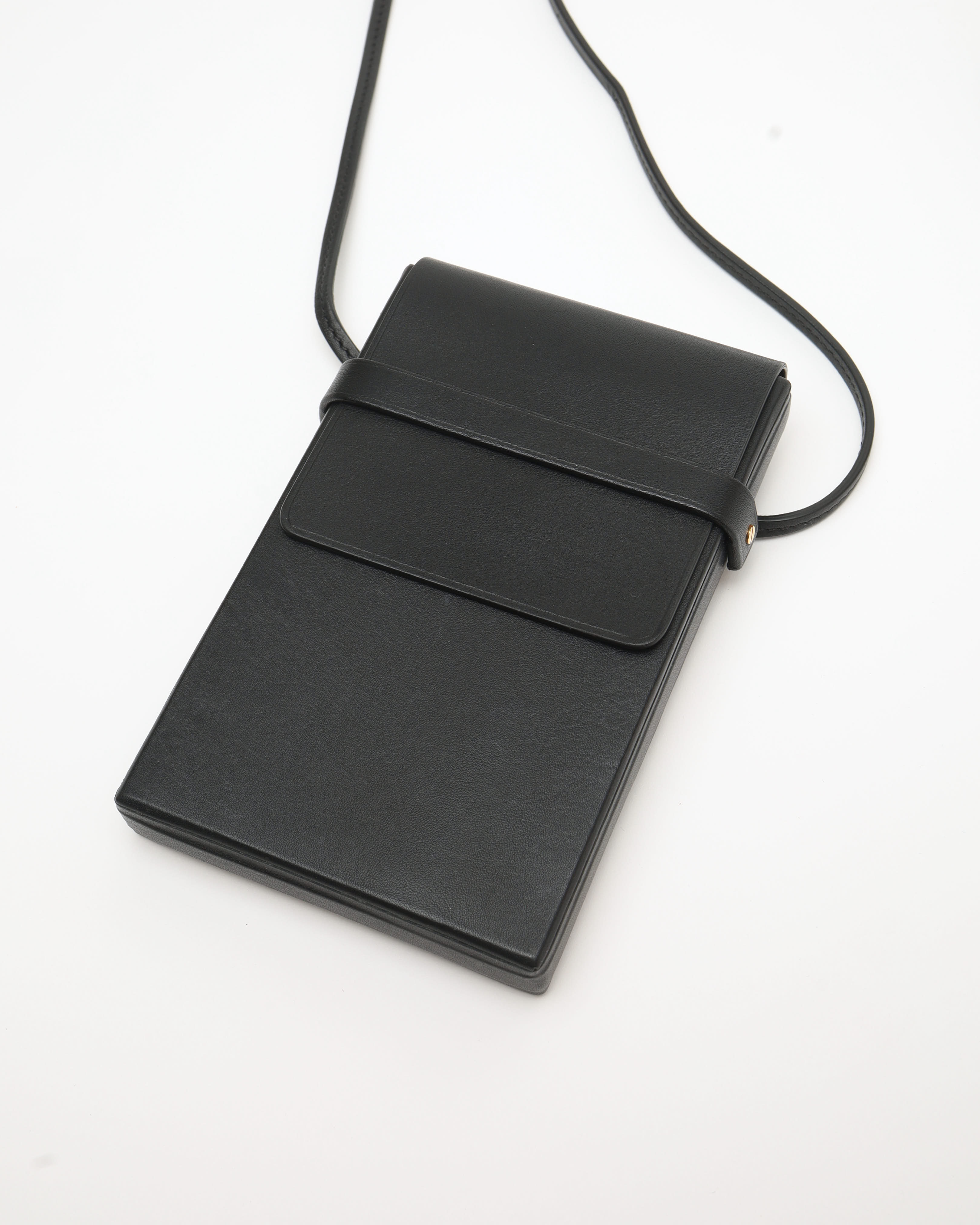 The Row Leather Phone Case In Black