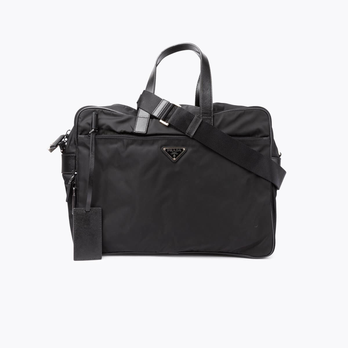 PRADA Saffiano-Trimmed Tessuto Briefcase