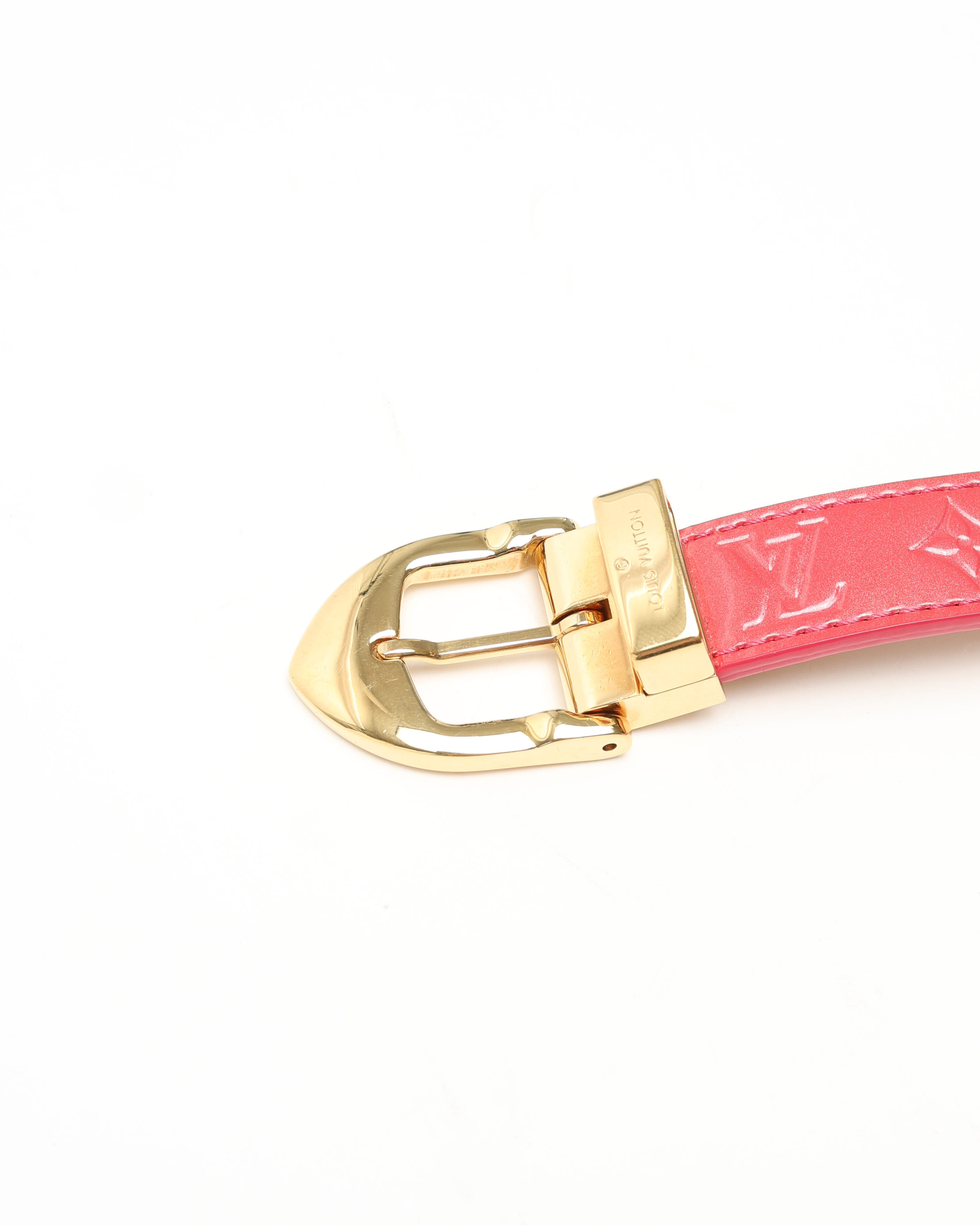Pre-owned Louis Vuitton Vernis Santur Belt In Red