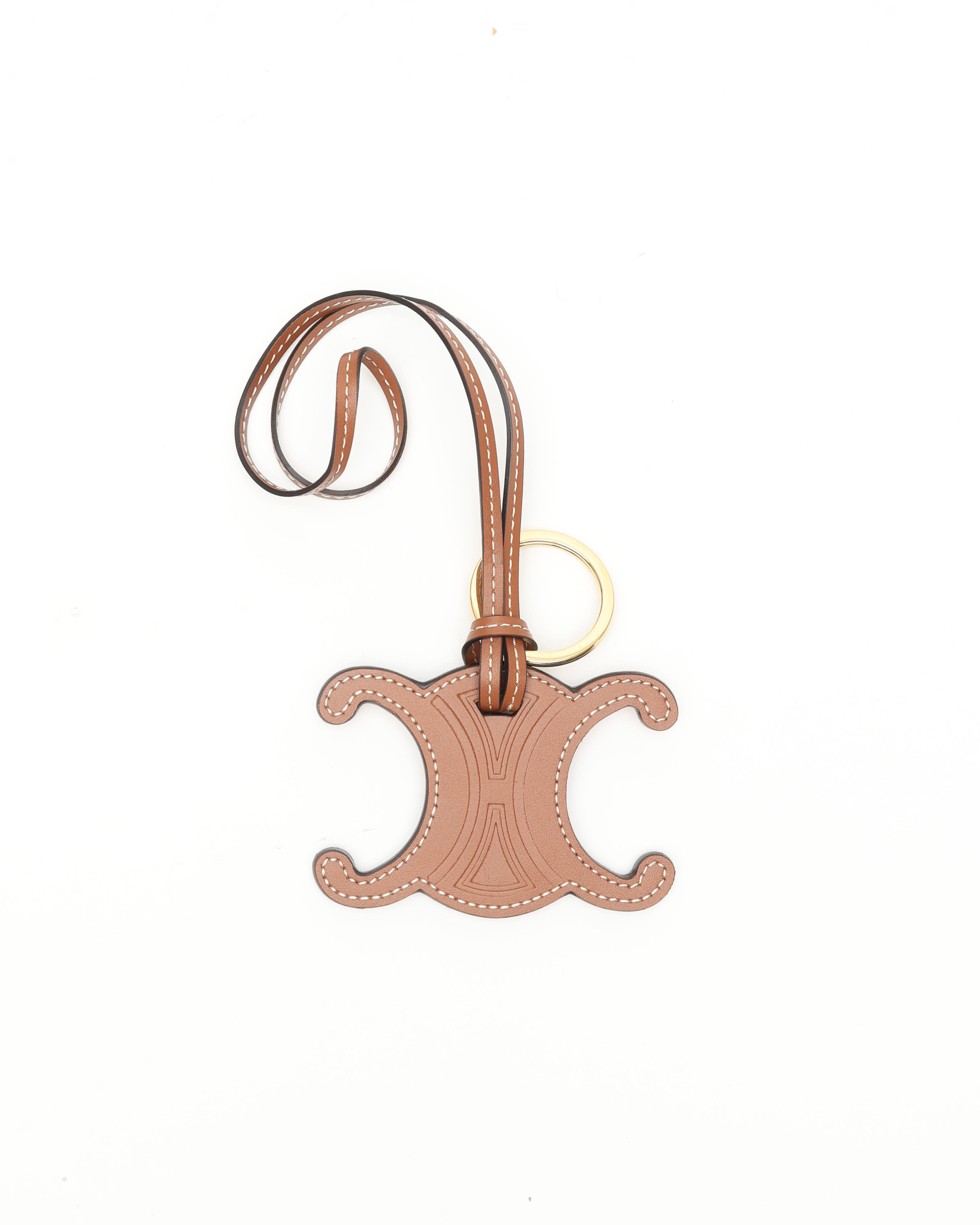 Celine Céline Triomphe Leather Charm In Brown