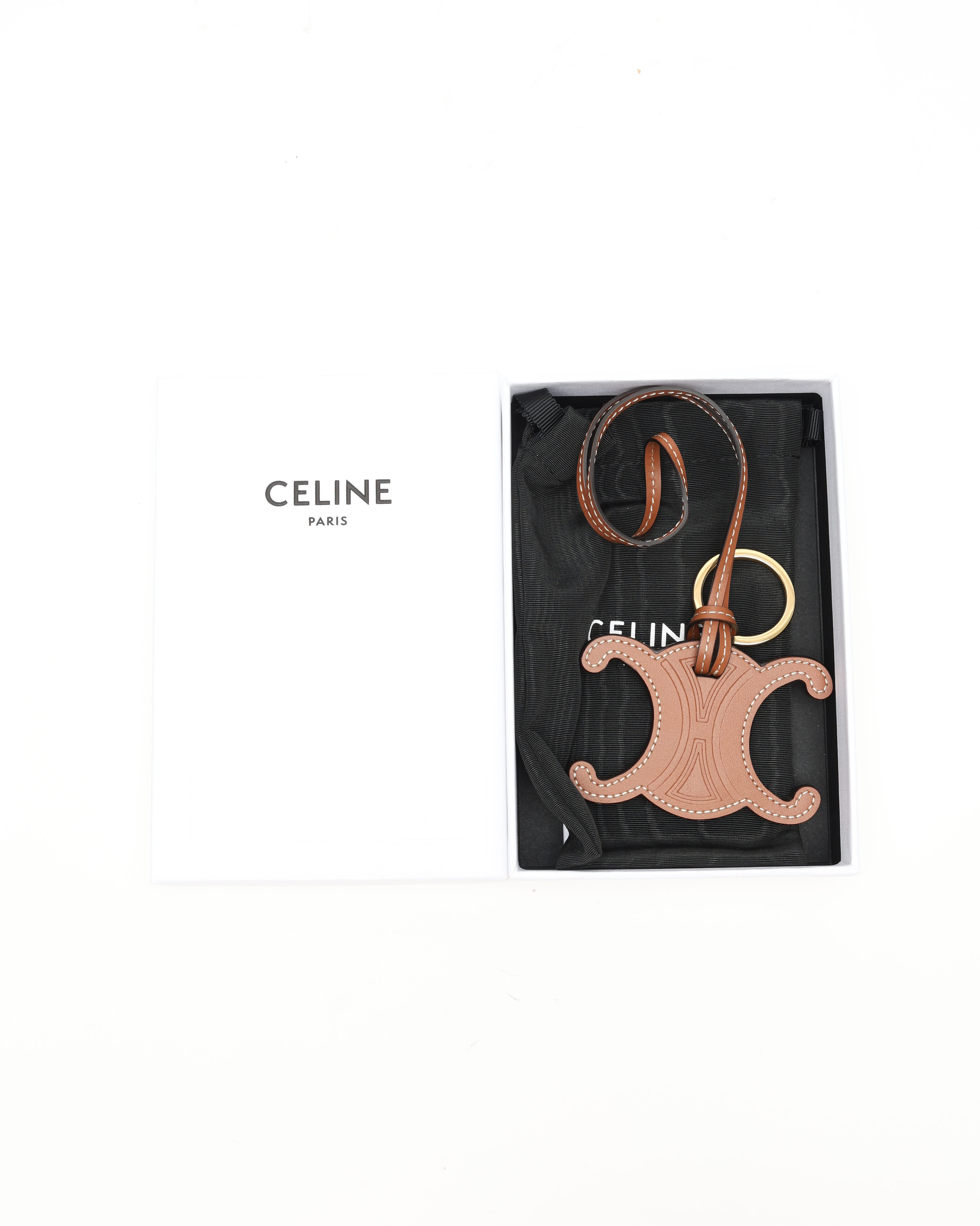 Celine Céline Triomphe Leather Charm In Brown