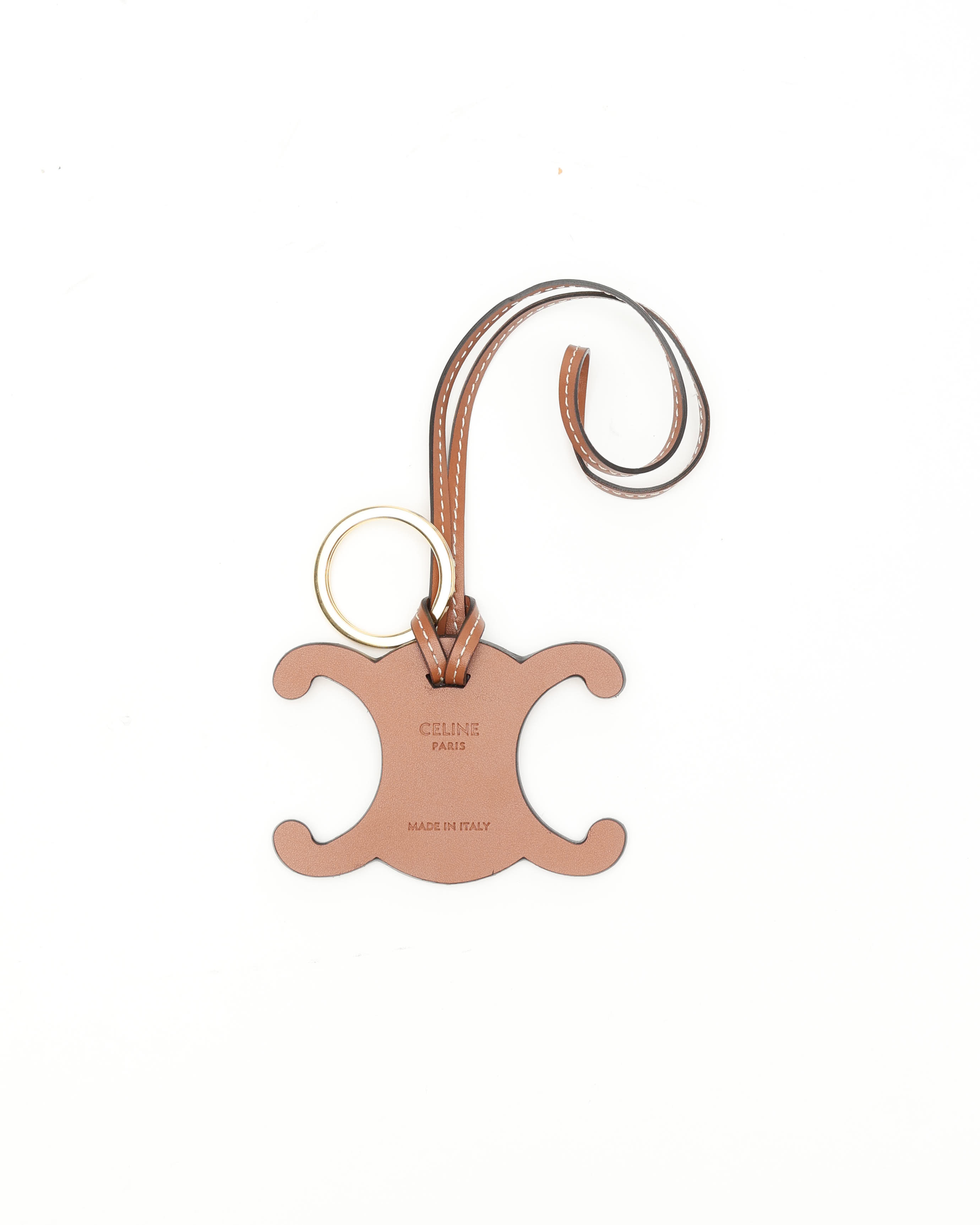 Celine Céline Triomphe Leather Charm In Brown