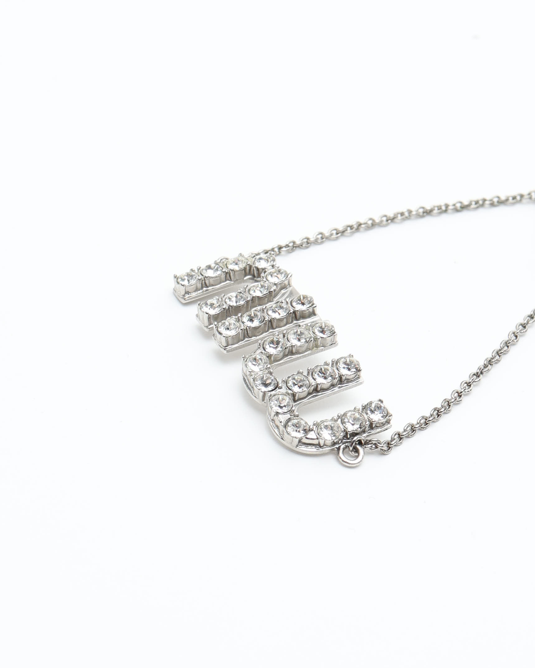 Miu Miu Logo Rhinestone Silver Bracelet
