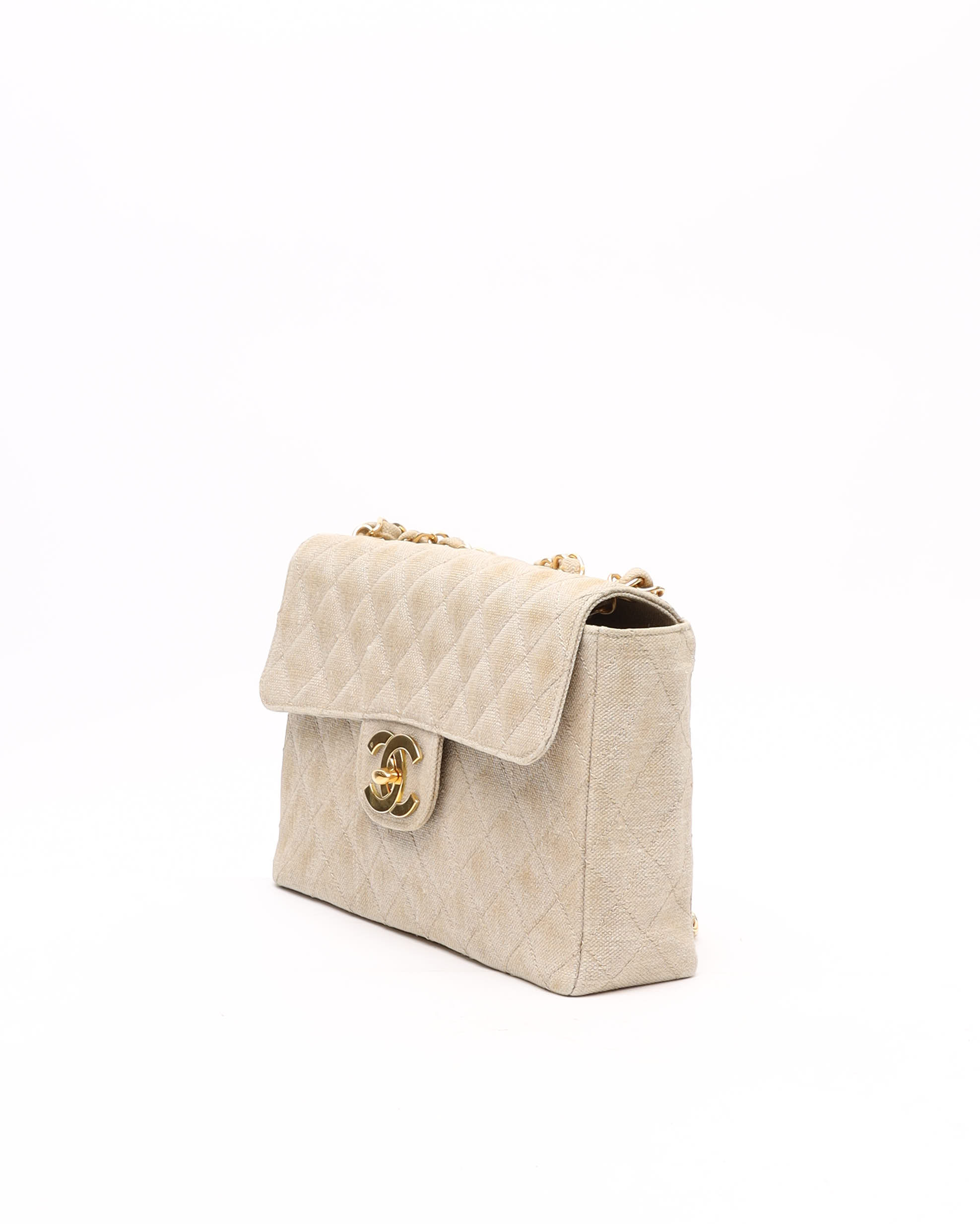 Pre-owned Chanel Classic Jumbo Single Flap Bag In Sand