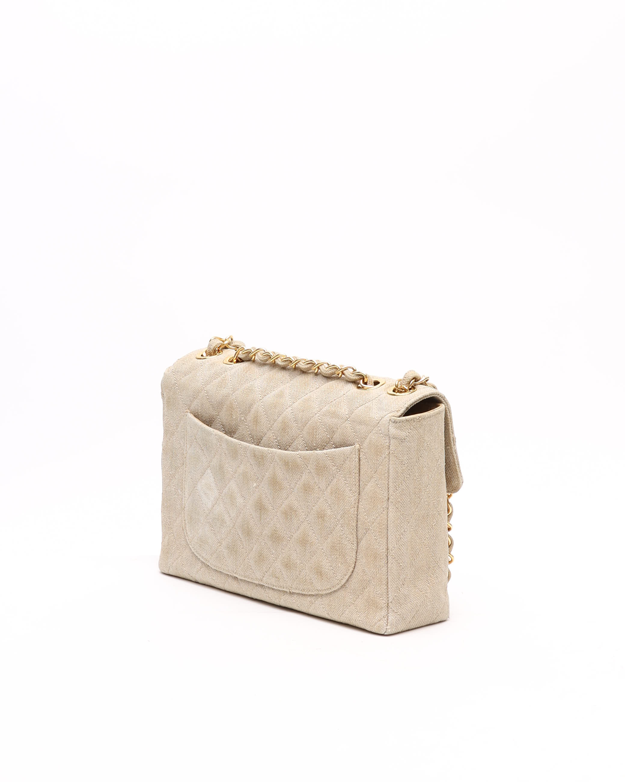 Pre-owned Chanel Classic Jumbo Single Flap Bag In Sand