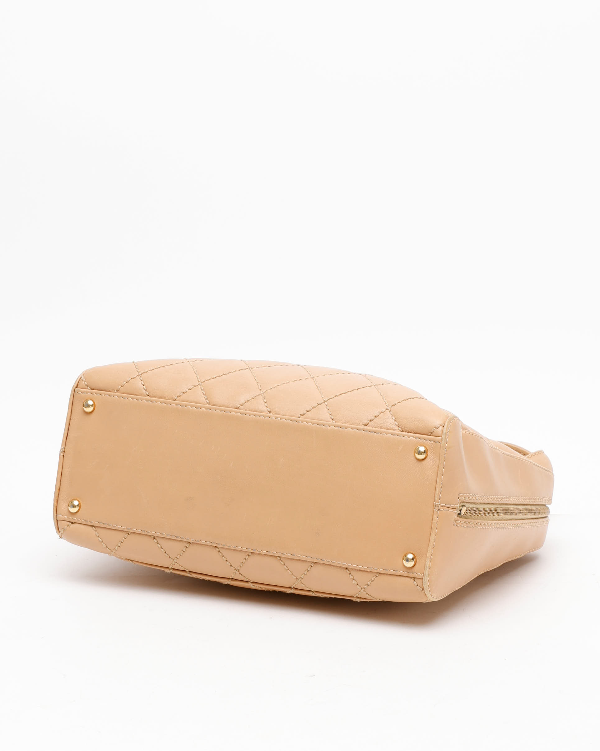 Pre-owned Chanel Cc Wild Stitch Handbag In Sand