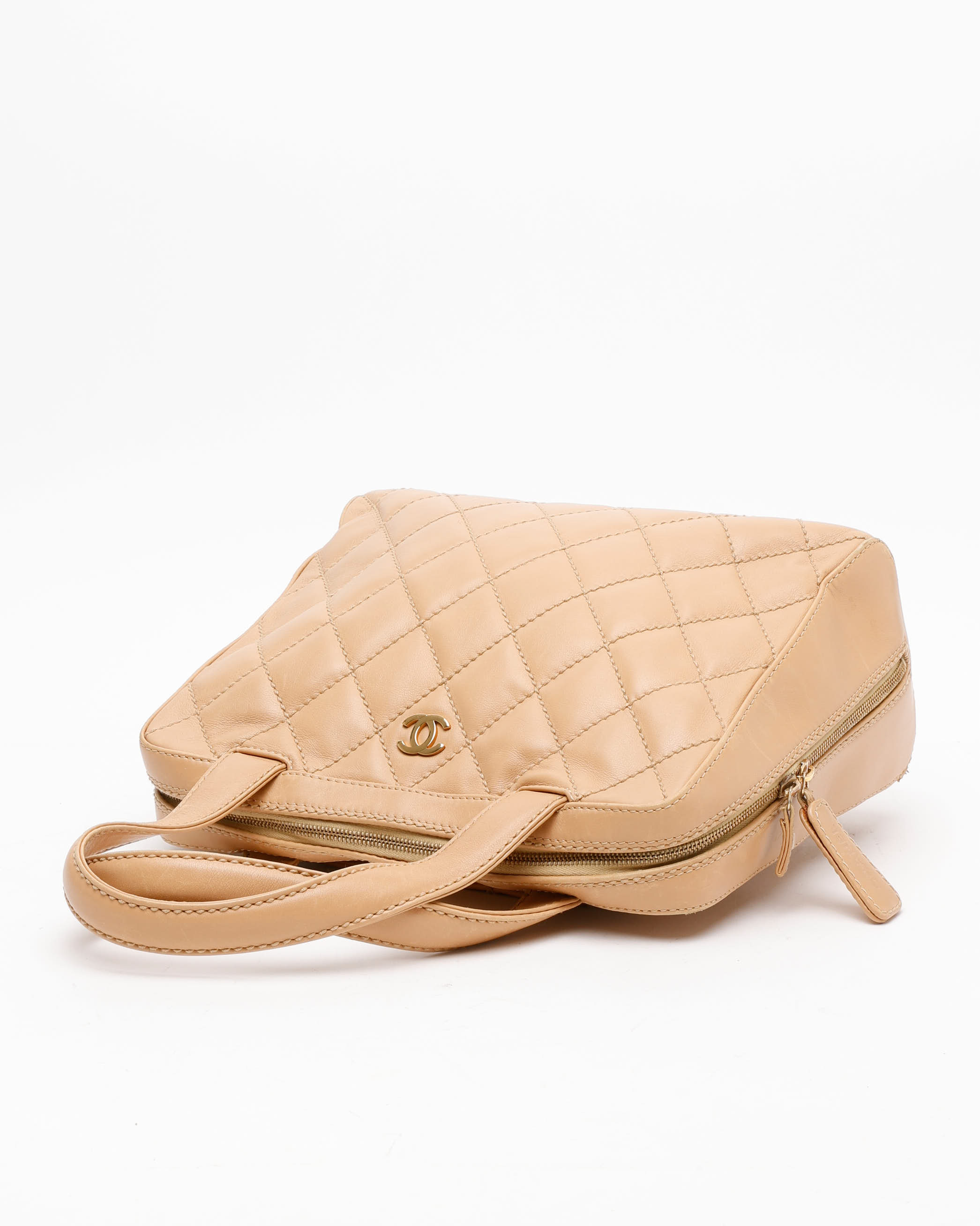 Pre-owned Chanel Cc Wild Stitch Handbag In Sand
