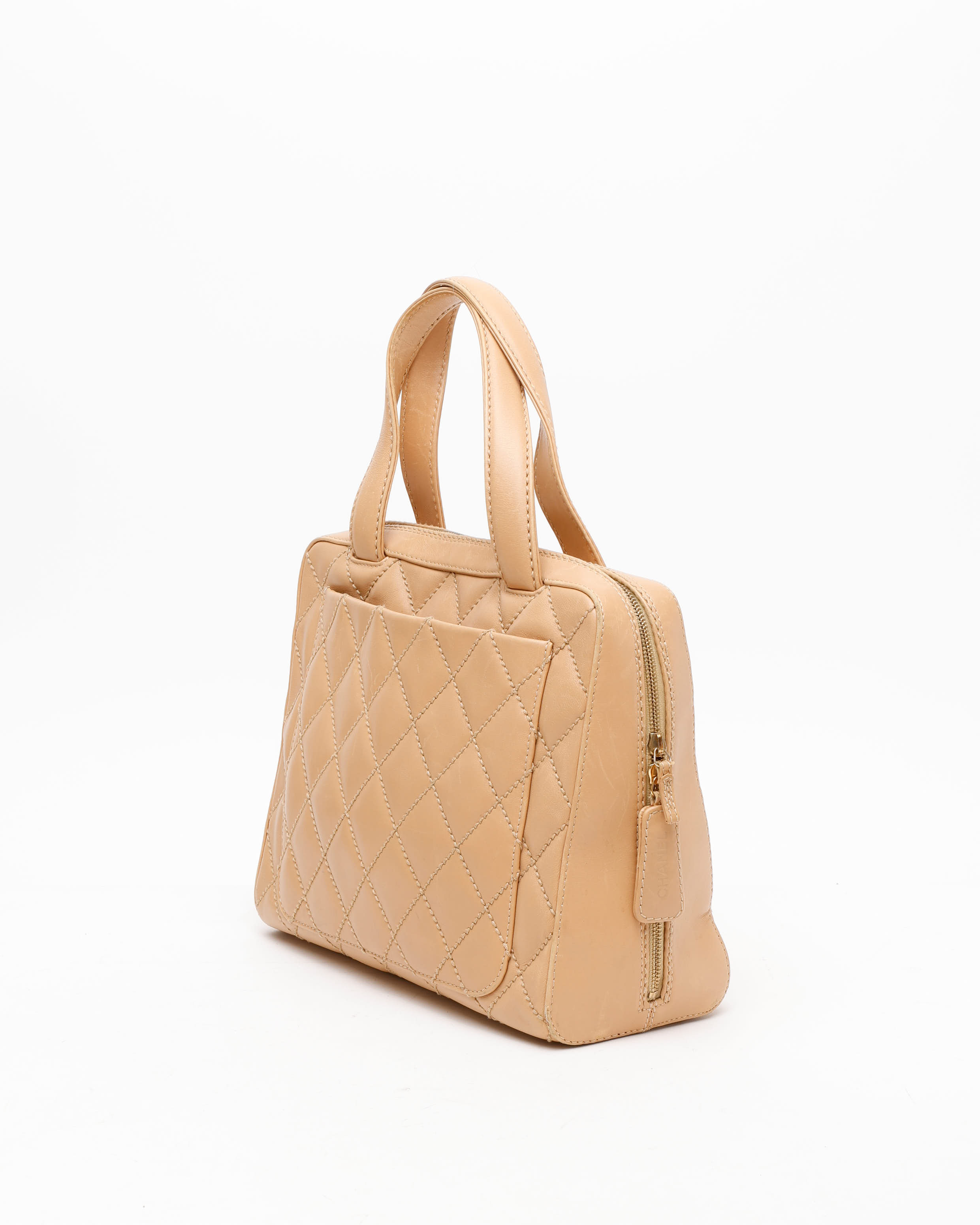 Pre-owned Chanel Cc Wild Stitch Handbag In Sand