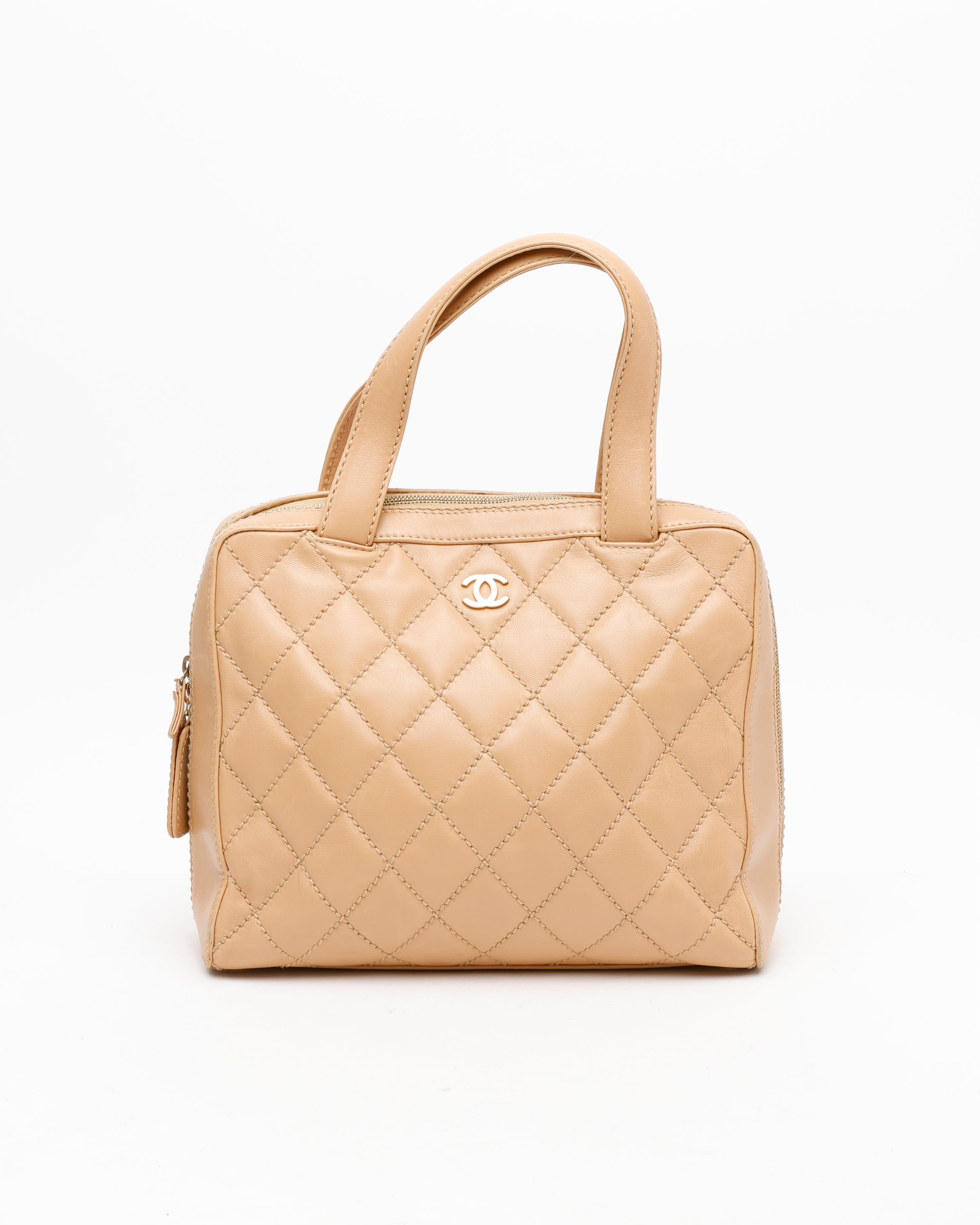Pre-owned Chanel Cc Wild Stitch Handbag In Sand