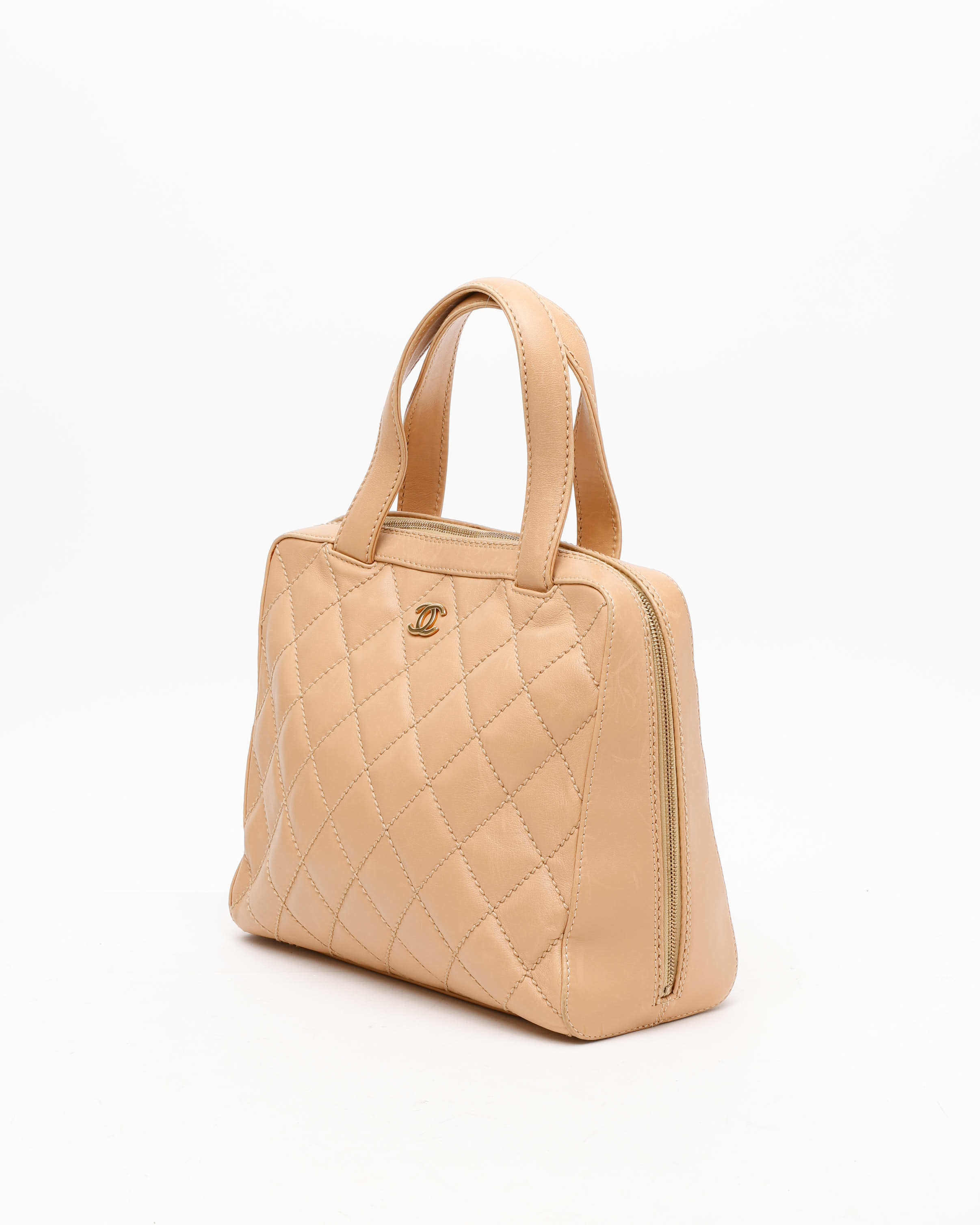 Pre-owned Chanel Cc Wild Stitch Handbag In Sand