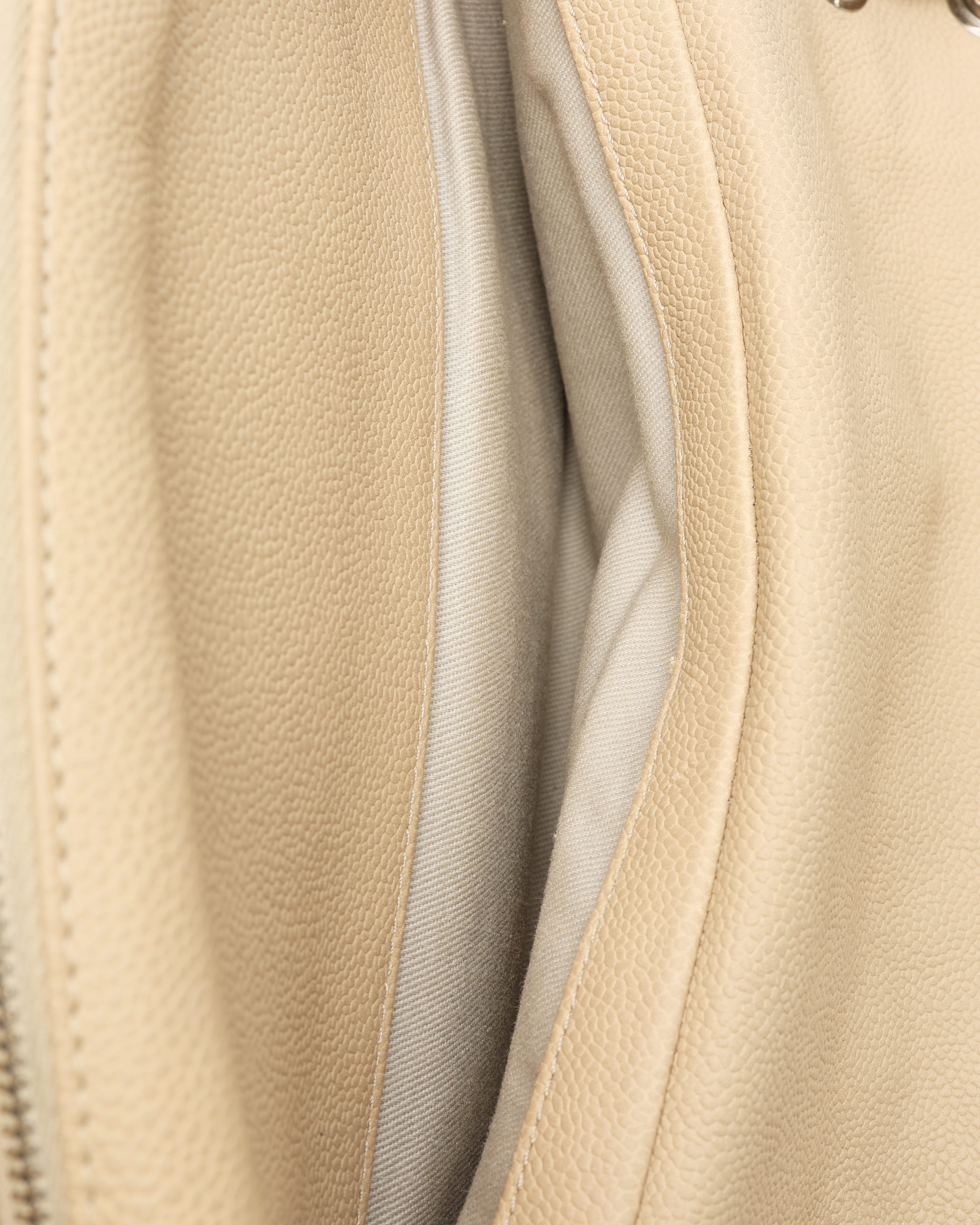 Pre-owned Chanel Classic Jumbo Caviar Single Flap Bag In Sand