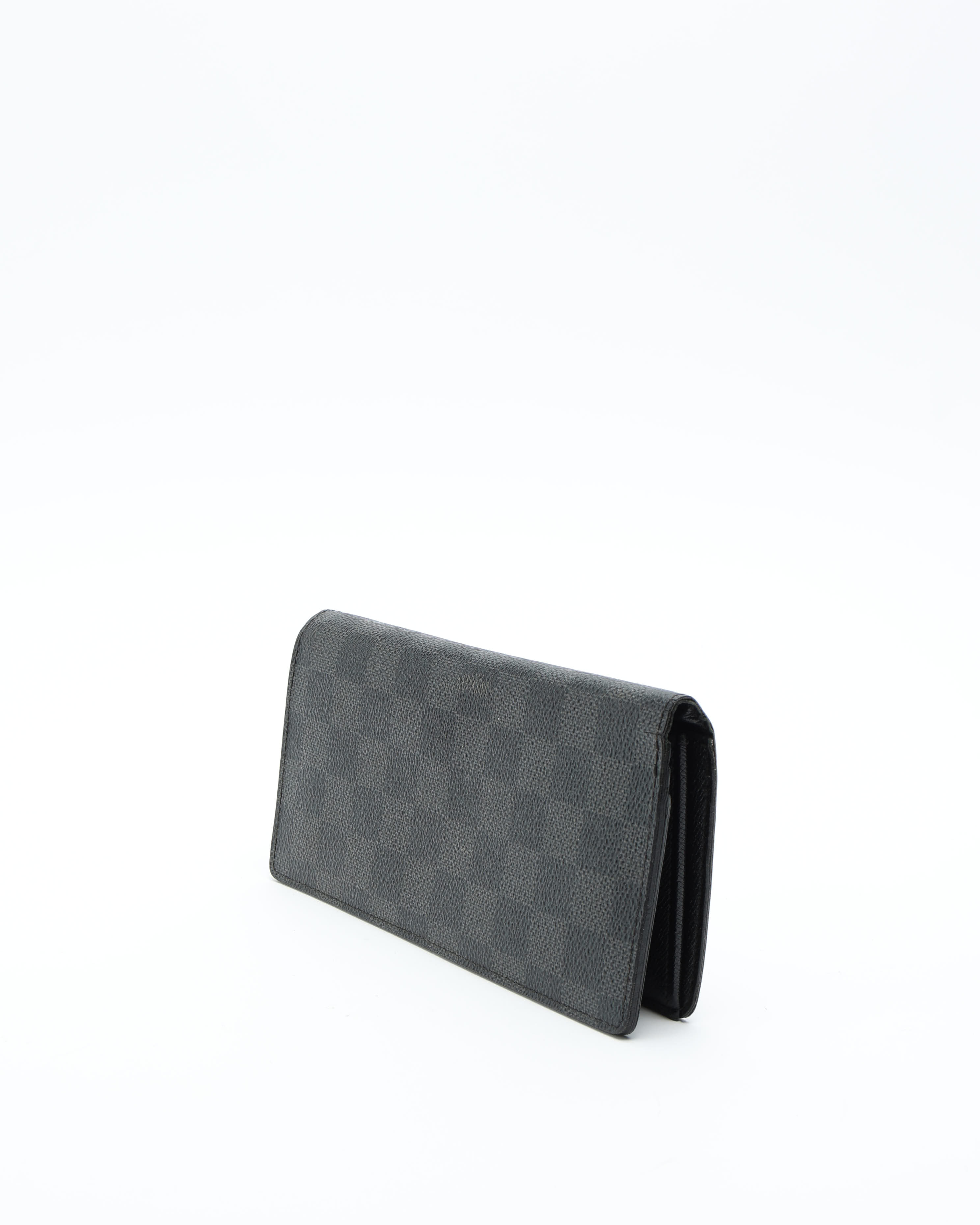 Pre-owned Louis Vuitton Damier Graphite Brazza Long Wallet In Gray