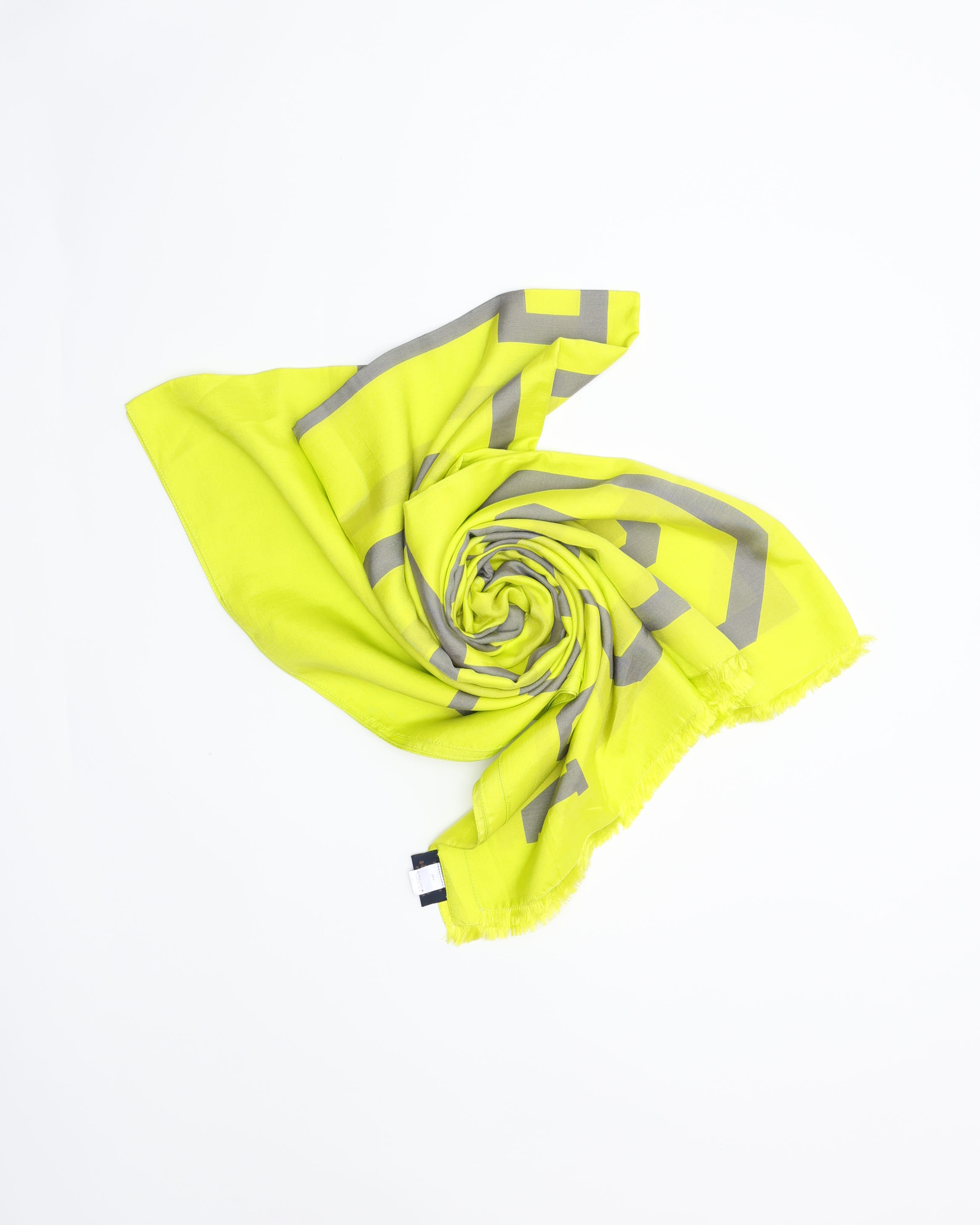 Pre-owned Louis Vuitton Ettore Fluo Louis Neon Yellow Stole