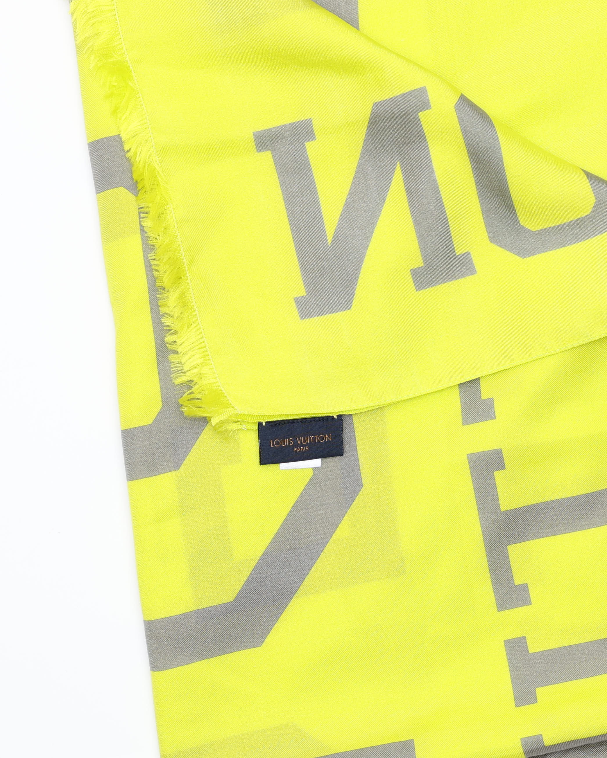 Pre-owned Louis Vuitton Ettore Fluo Louis Neon Yellow Stole