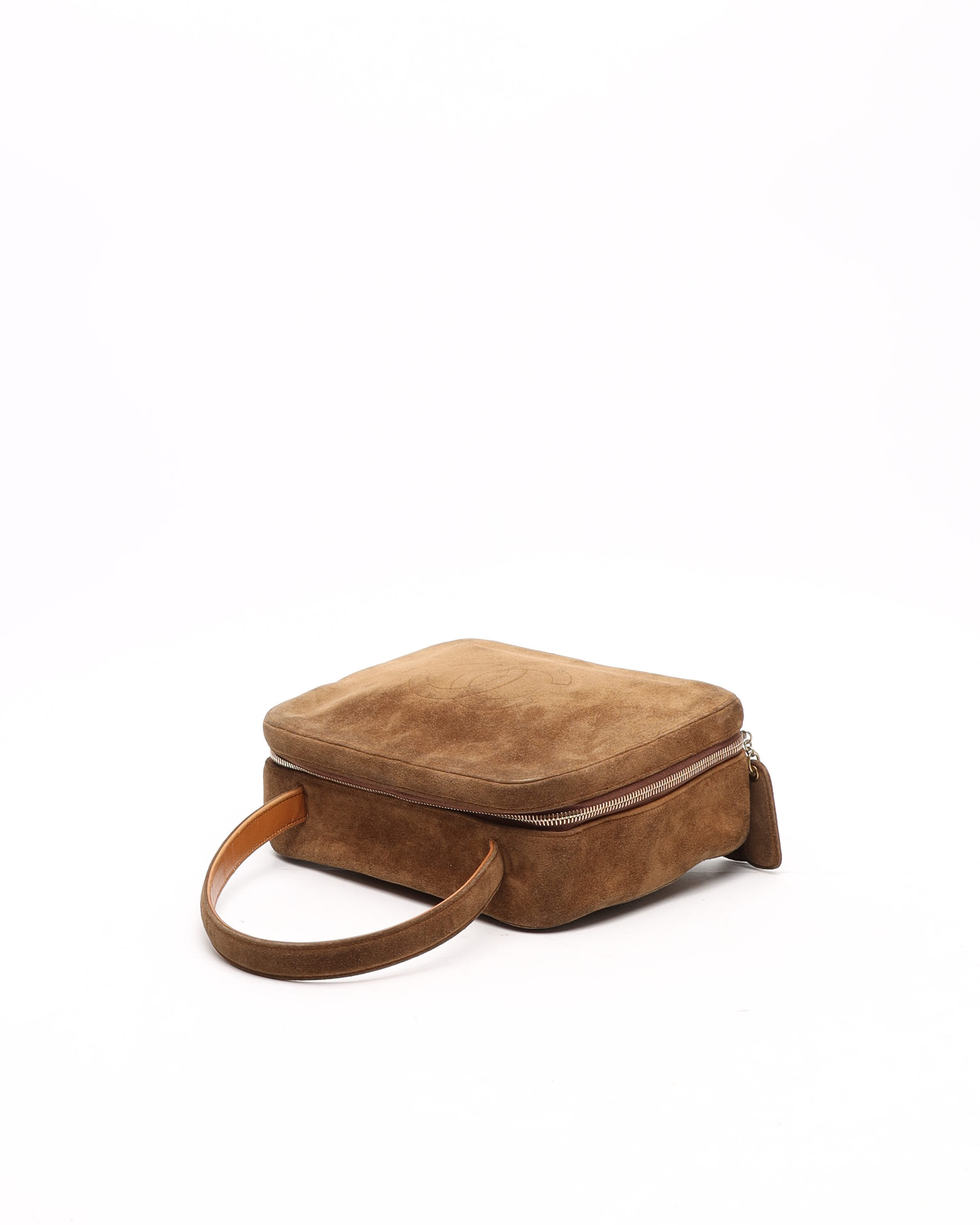 Pre-owned Chanel Cc Suede Handbag In Brown