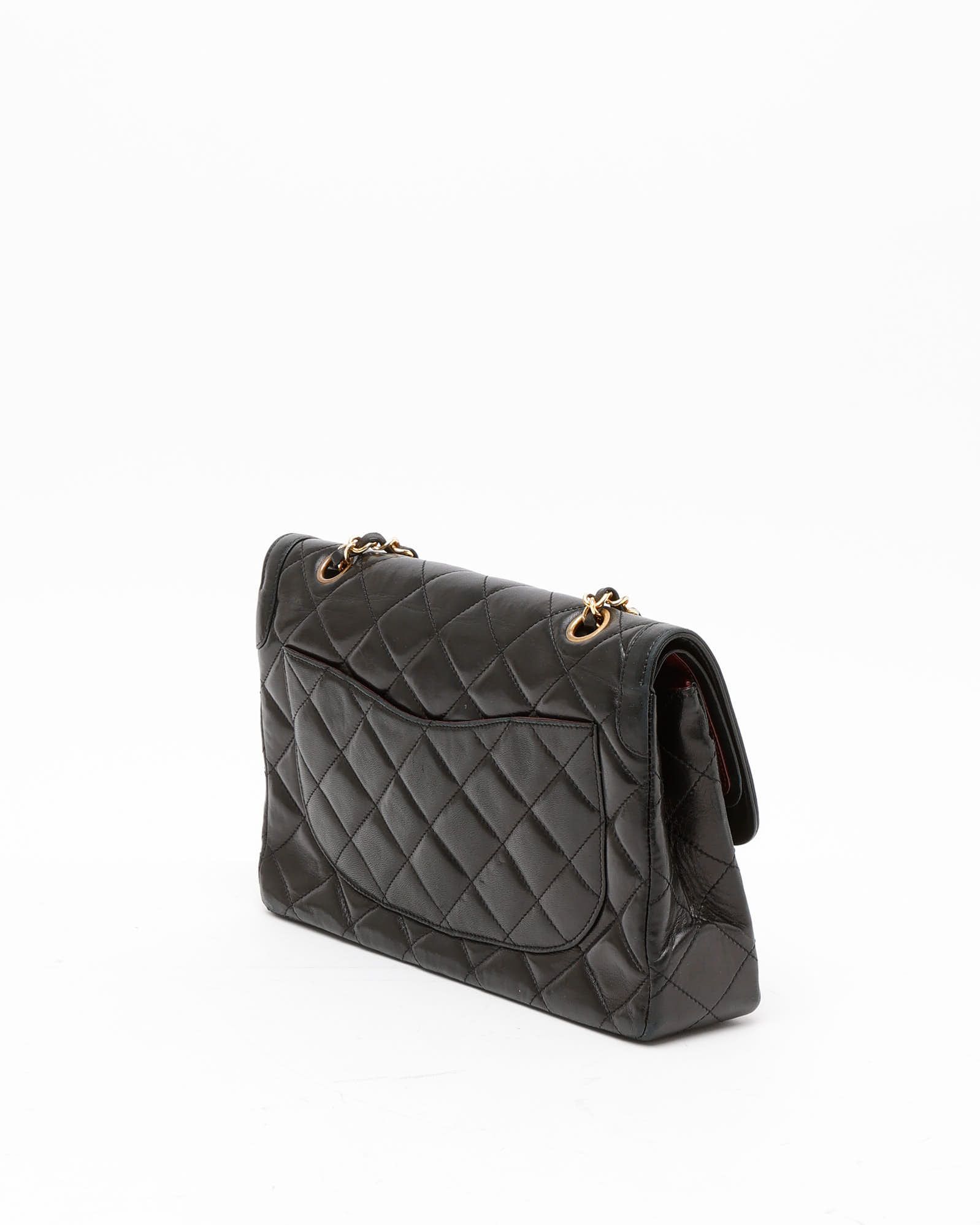 Pre-owned Chanel Classic Vintage Two-tone Double Flap Bag In Black