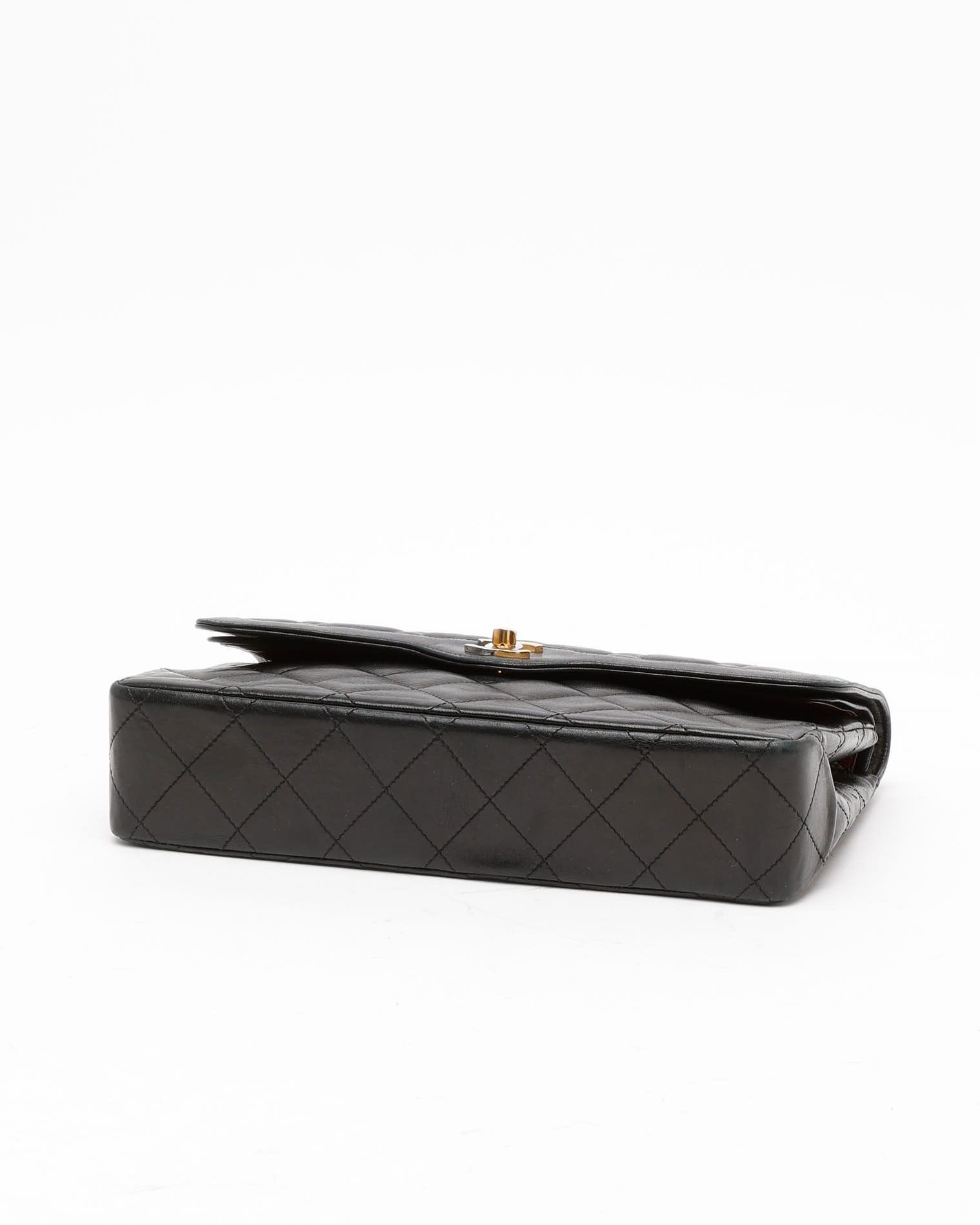 Pre-owned Chanel Classic Vintage Two-tone Double Flap Bag In Black