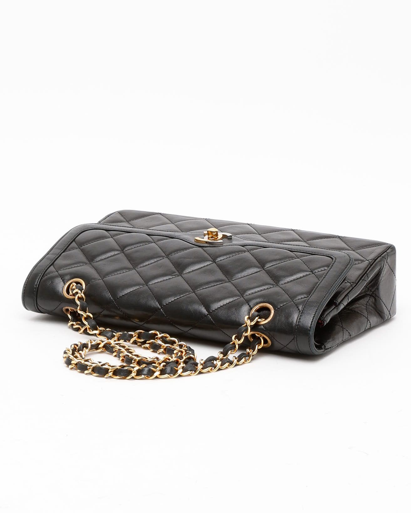 Pre-owned Chanel Classic Vintage Two-tone Double Flap Bag In Black