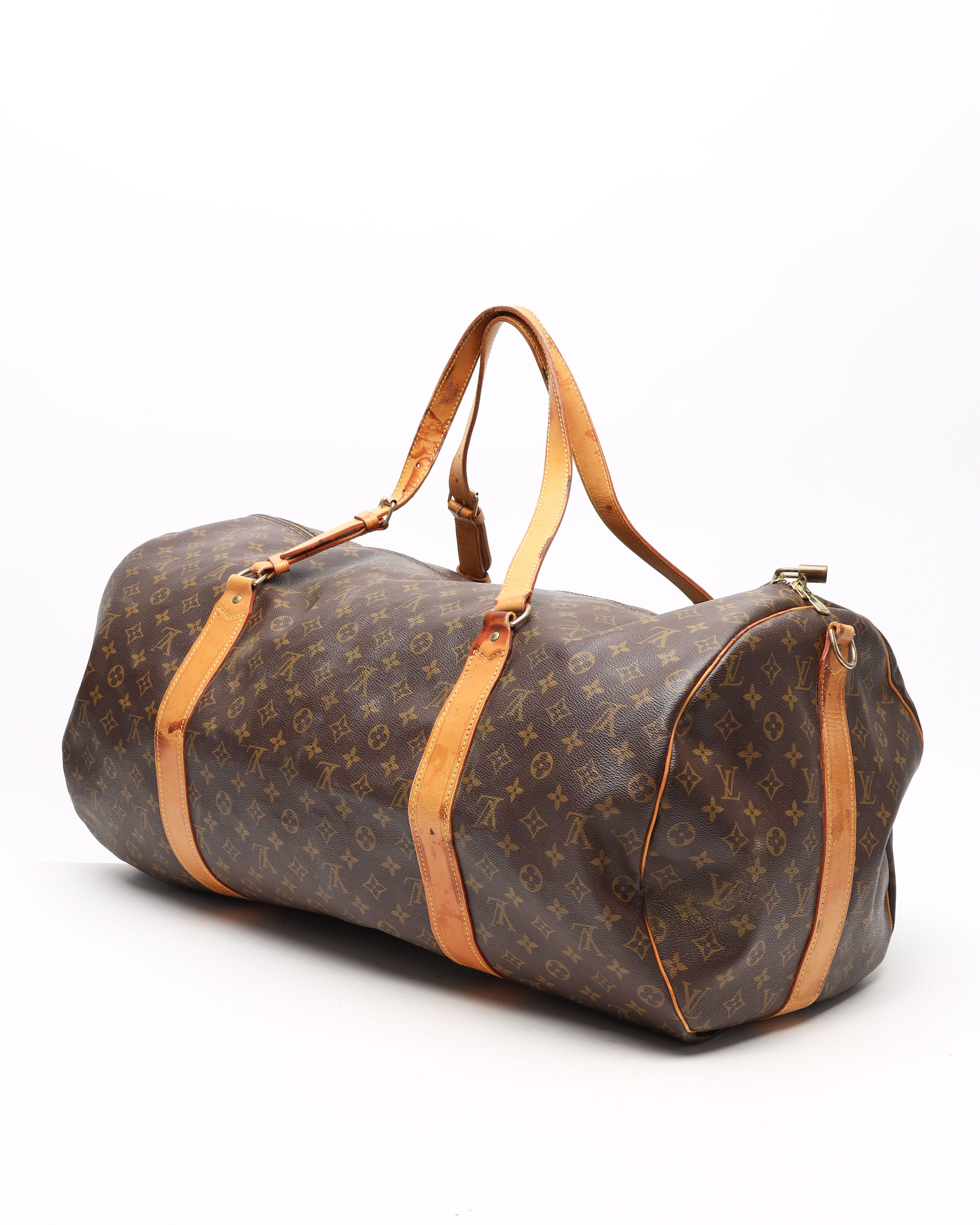 Pre-owned Louis Vuitton Monogram Sac Polochon 65 Weekend Bag In Brown