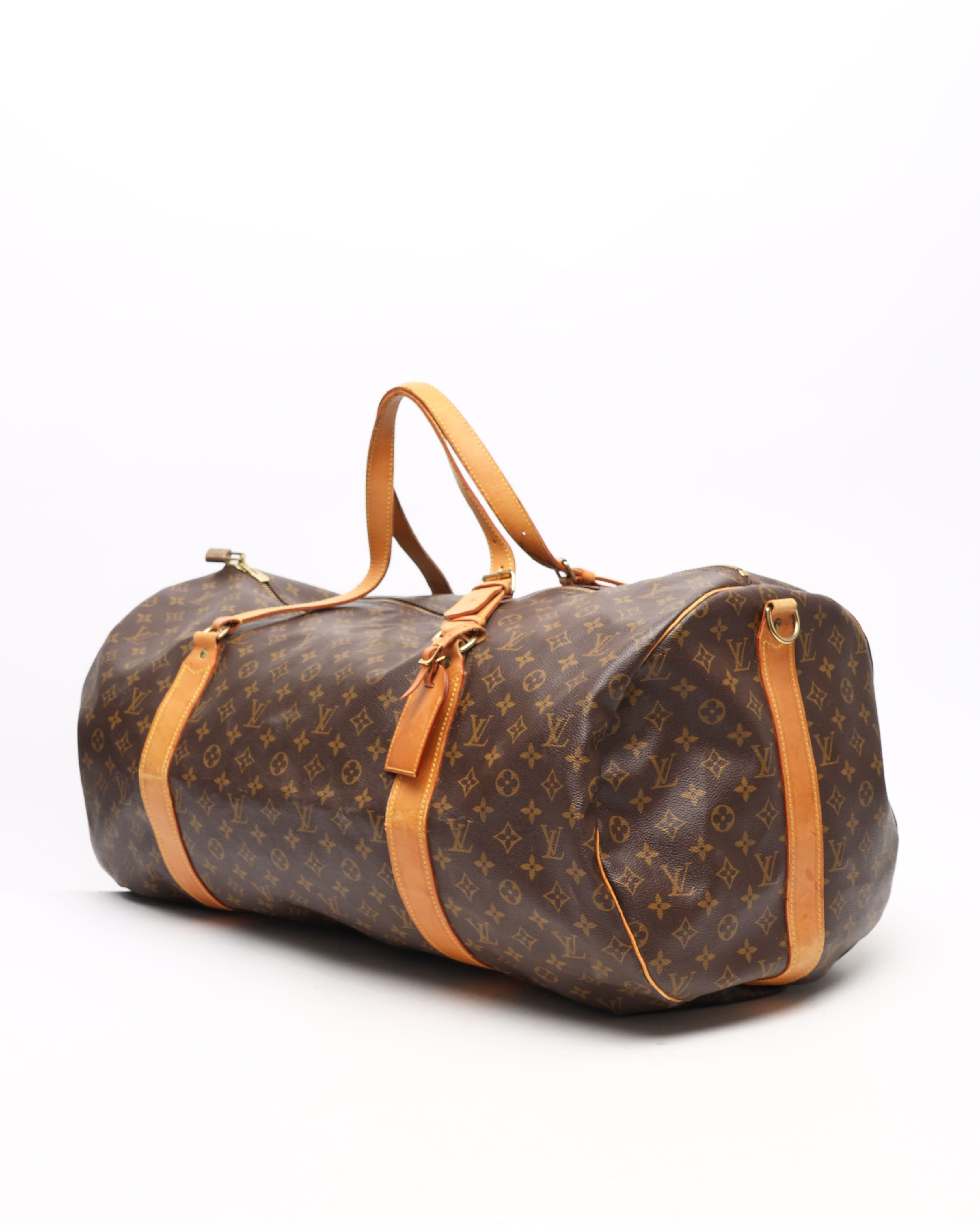 Pre-owned Louis Vuitton Monogram Sac Polochon 65 Weekend Bag In Brown
