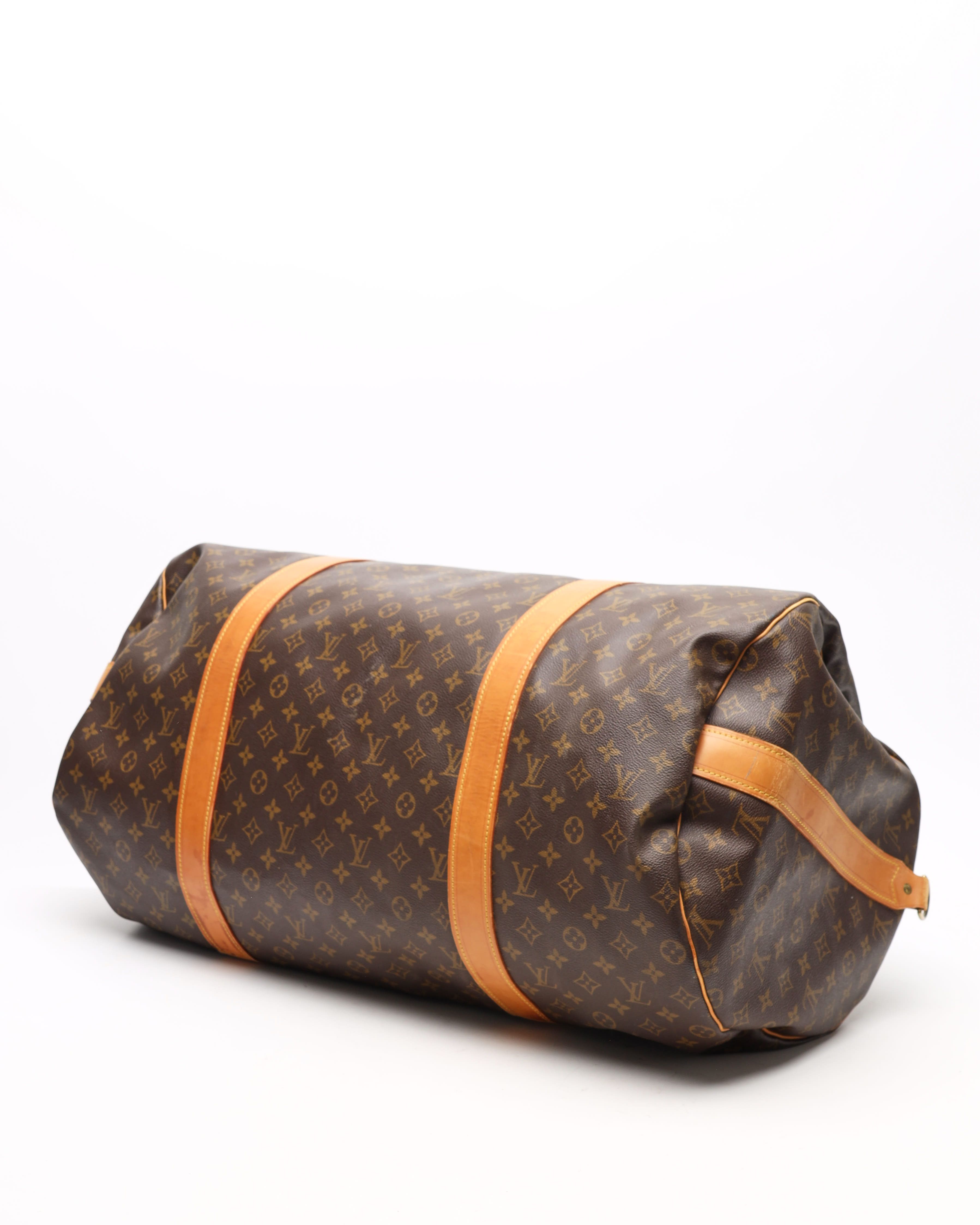Pre-owned Louis Vuitton Monogram Sac Polochon 65 Weekend Bag In Brown