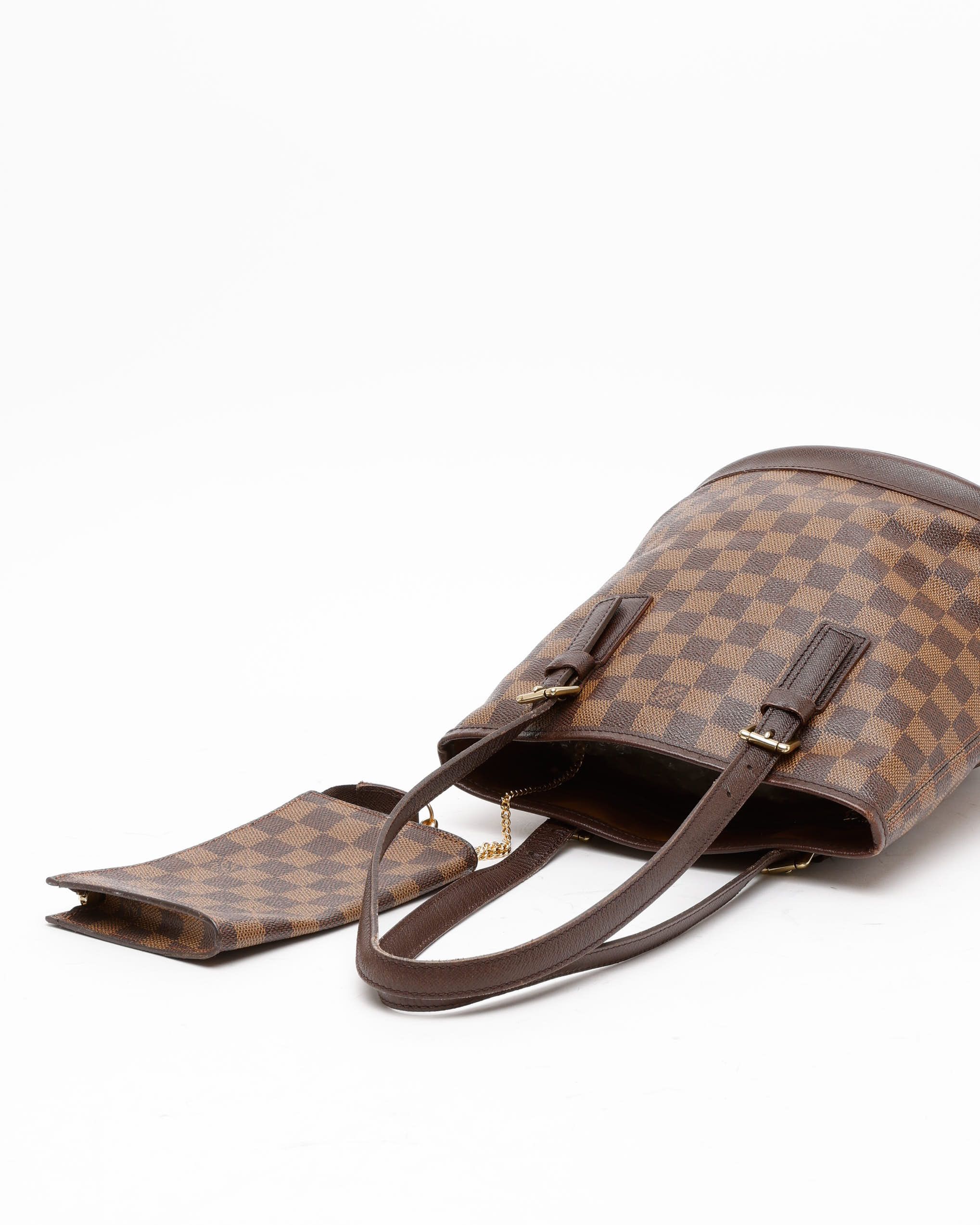 Pre-owned Louis Vuitton Damier Ebene Marais Bucket Bag