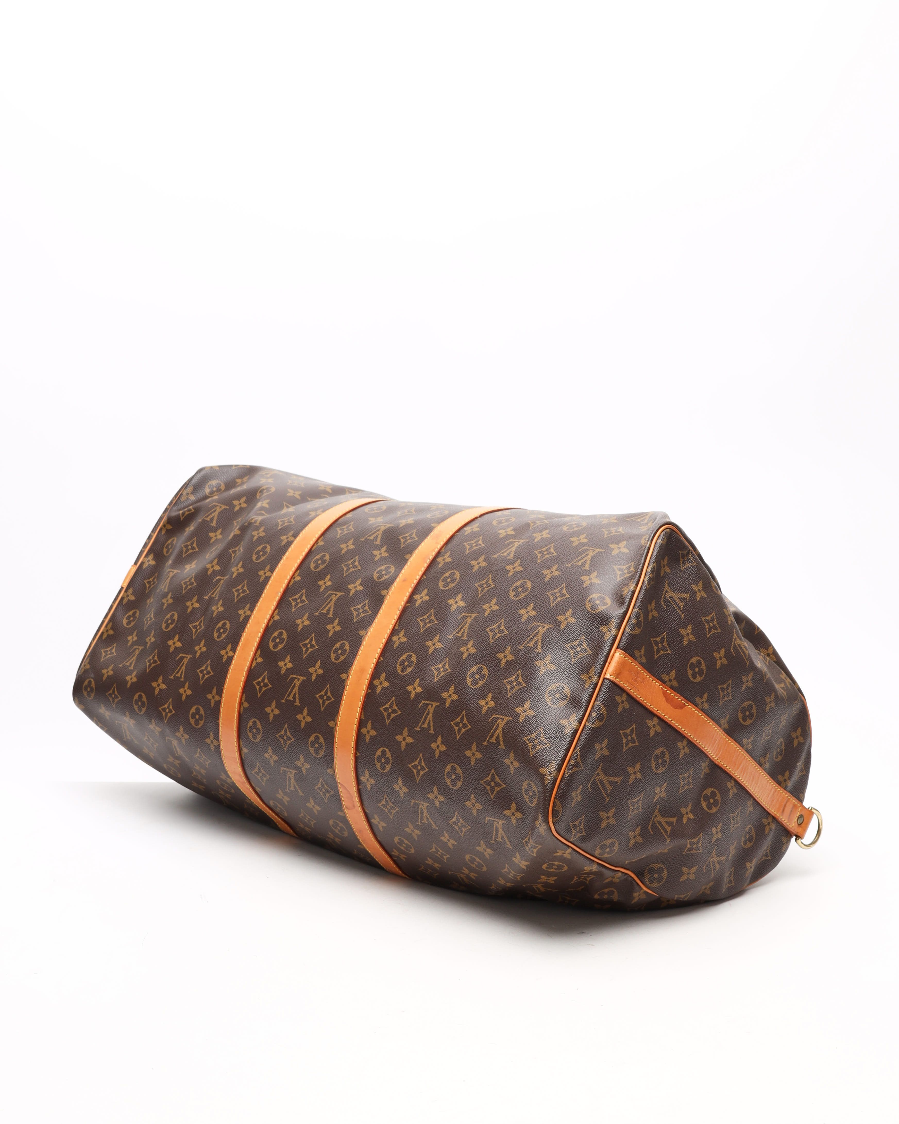Pre-owned Louis Vuitton Monogram Keepall Bandoulière 60 Weekend Bag In Brown