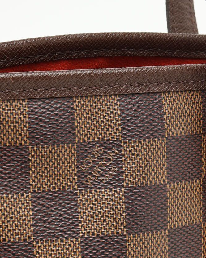 Pre-owned Louis Vuitton Damier Ebene Marais Bucket Bag In Brown