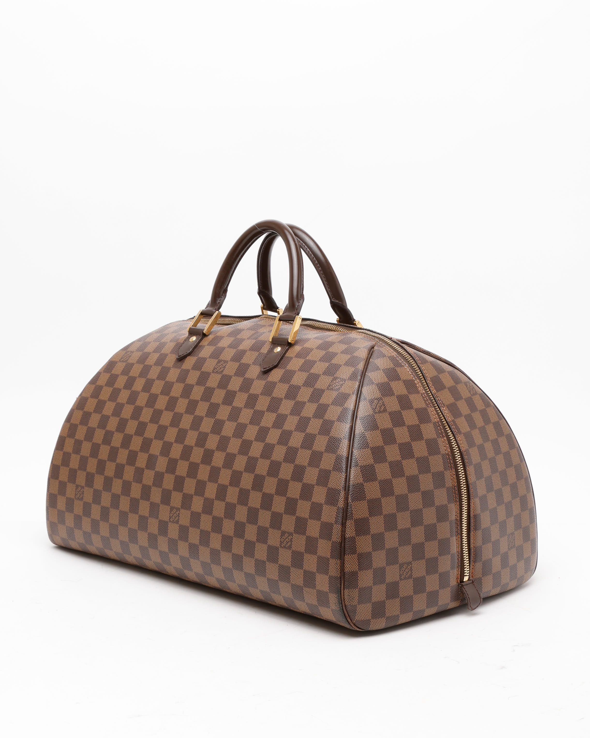Pre-owned Louis Vuitton Damier Ribera Gm Weekend Bag In Brown