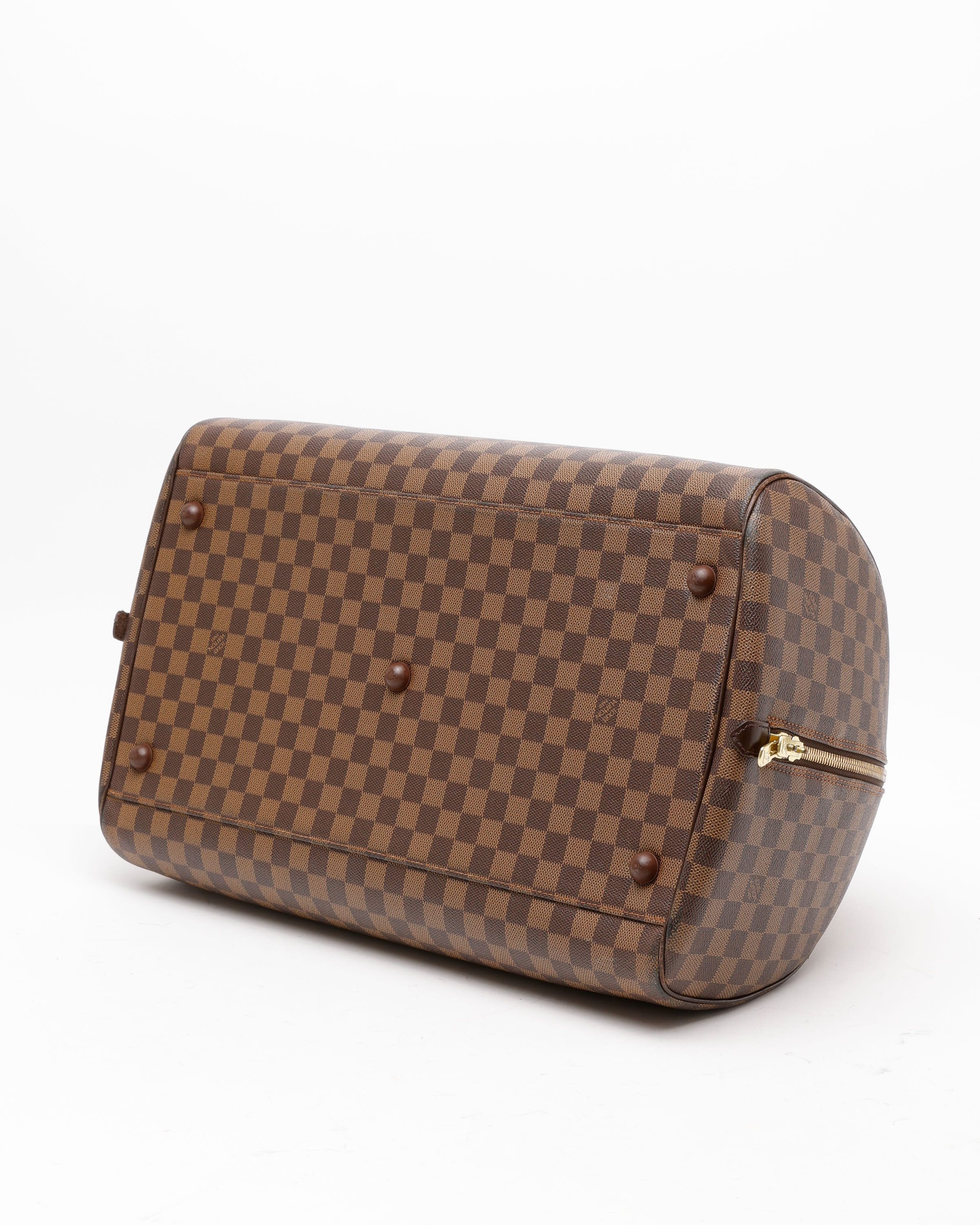 Pre-owned Louis Vuitton Damier Ribera Gm Weekend Bag In Brown