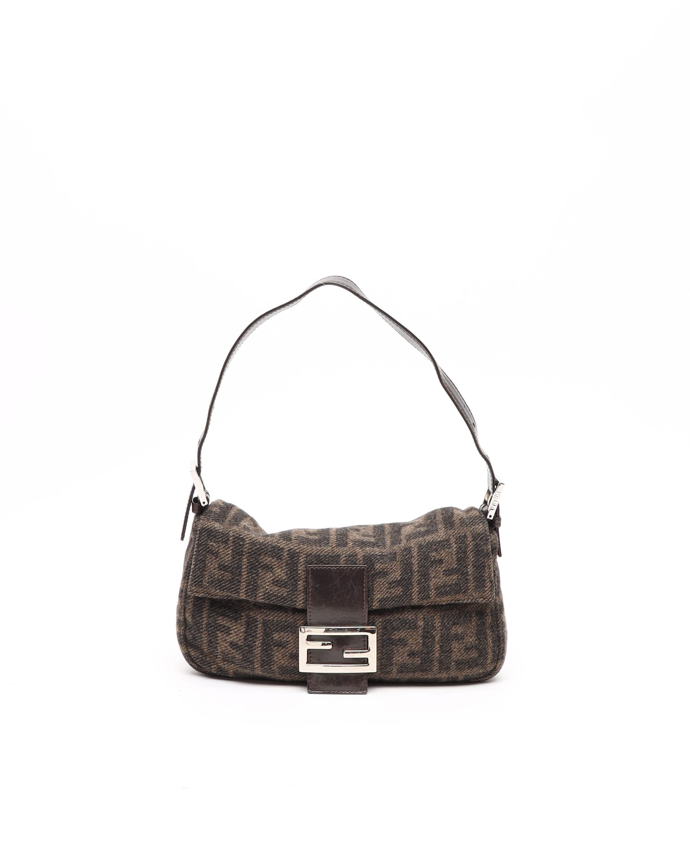 Fendi Zucca Cashmere Baguette Bag