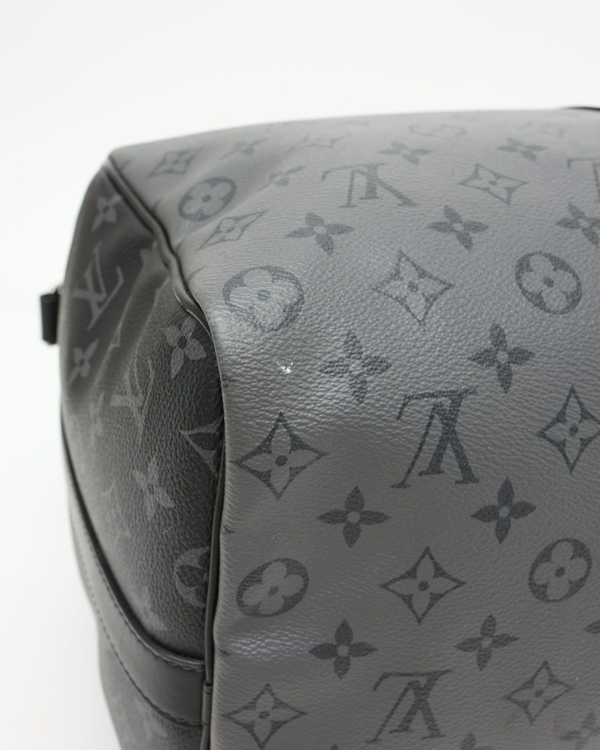 Pre-owned Louis Vuitton Keepall Bandoulière 50 Eclipse Reverse Weekend Bag In Gray