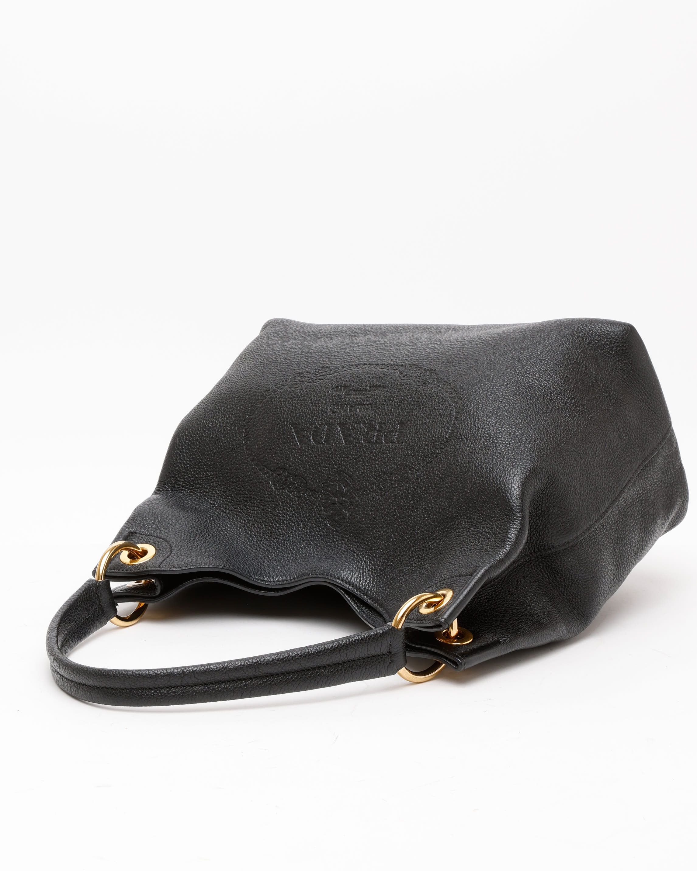 Prada Vitello Phenix Hobo Bag In Black