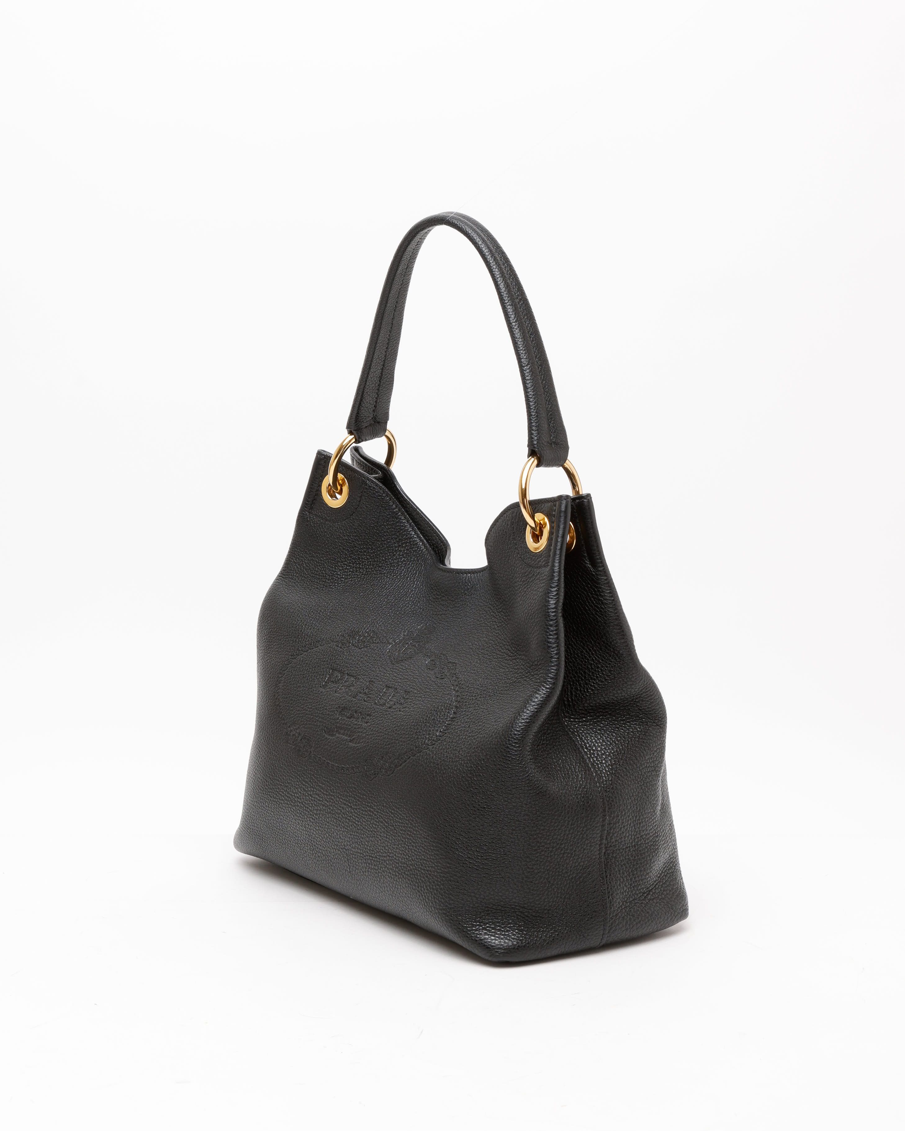 Prada Vitello Phenix Hobo Bag In Black