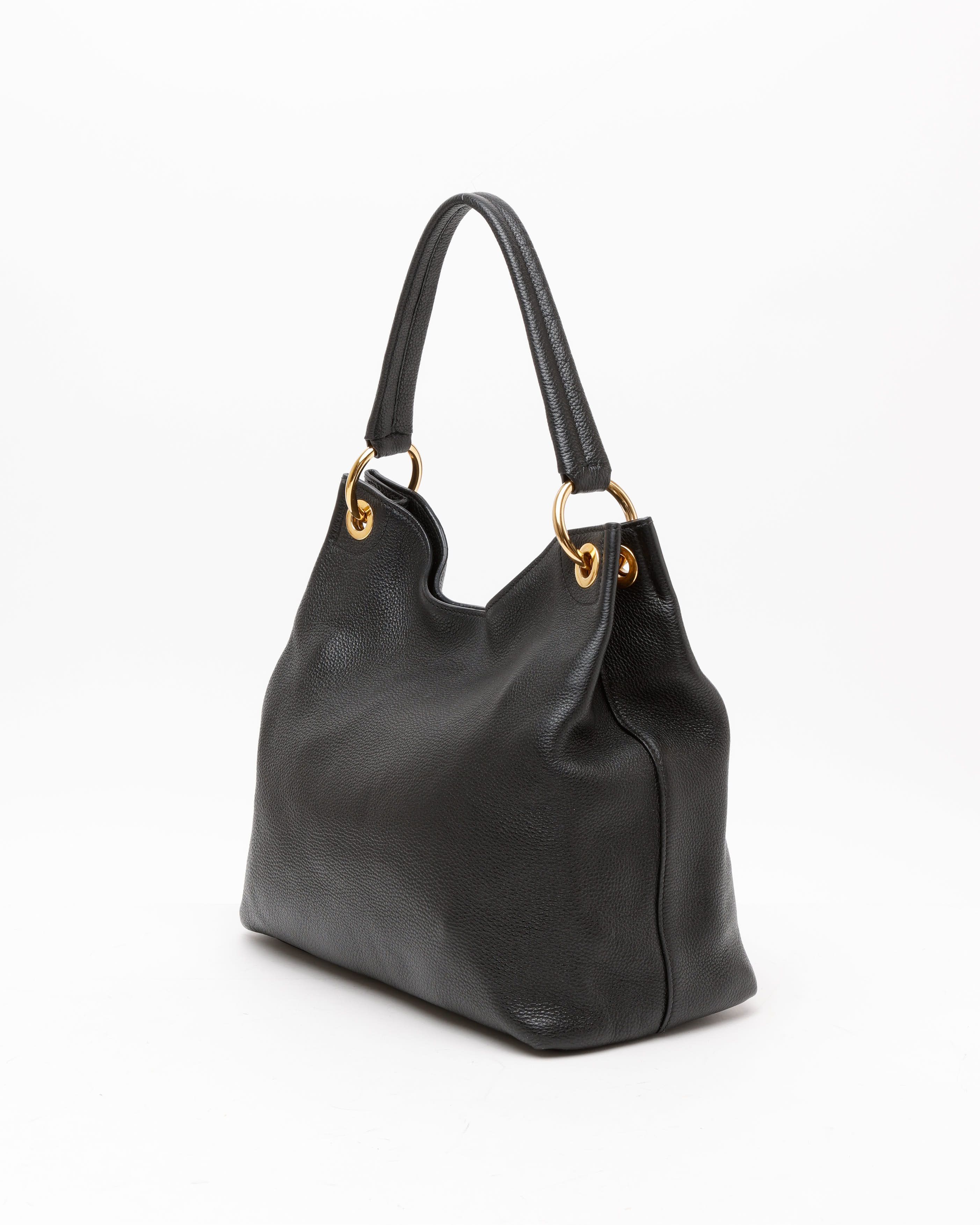 Prada Vitello Phenix Hobo Bag In Black