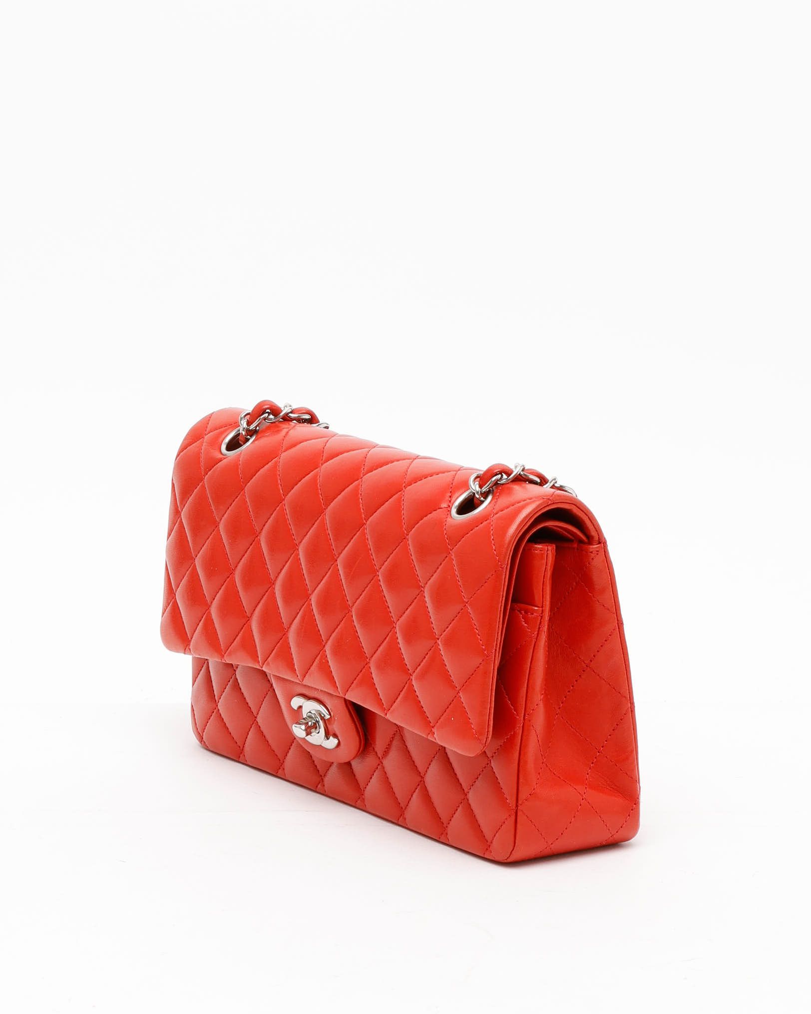 Pre-owned Chanel Classic Medium Double Flap Bag In Red