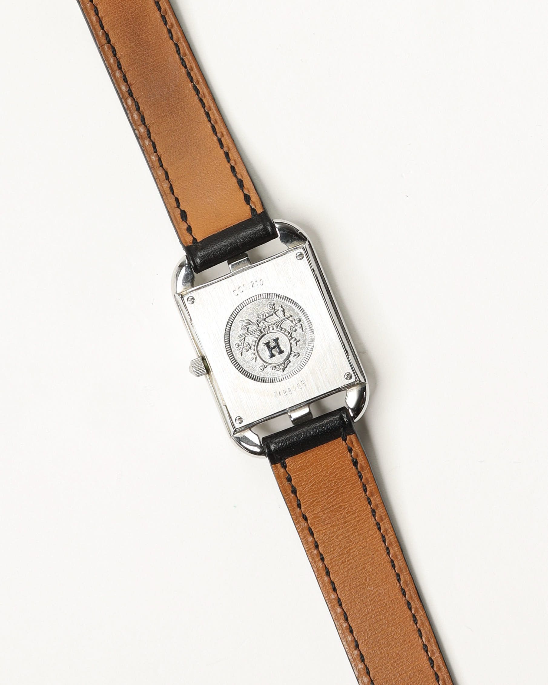 Pre-owned Hermes Hermès Cape Cod 23mm Ref Cc1.210 Double Tour Strap Watch In Gray