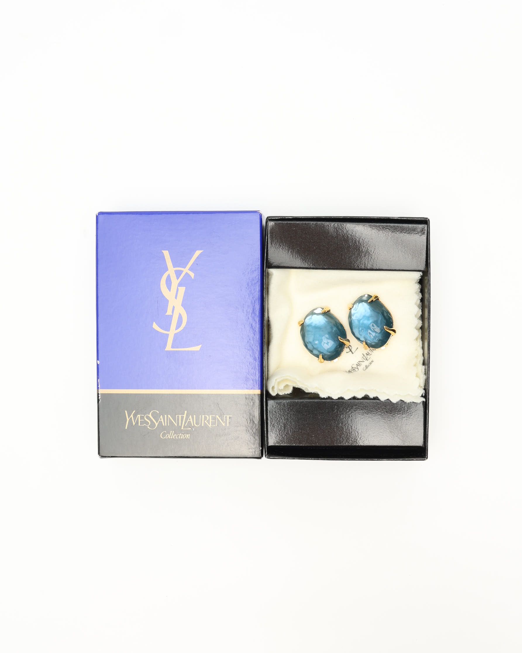Saint Laurent Vintage Stone Clip-on Earrings