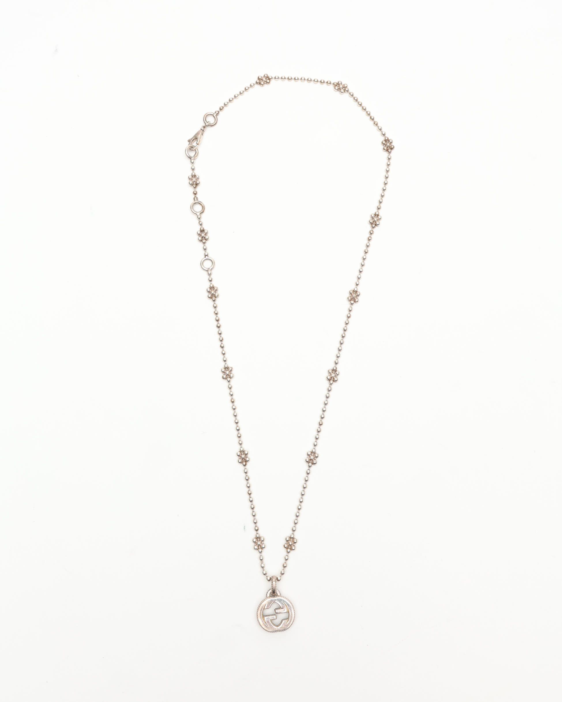 Gucci Gg Flower Silver Necklace