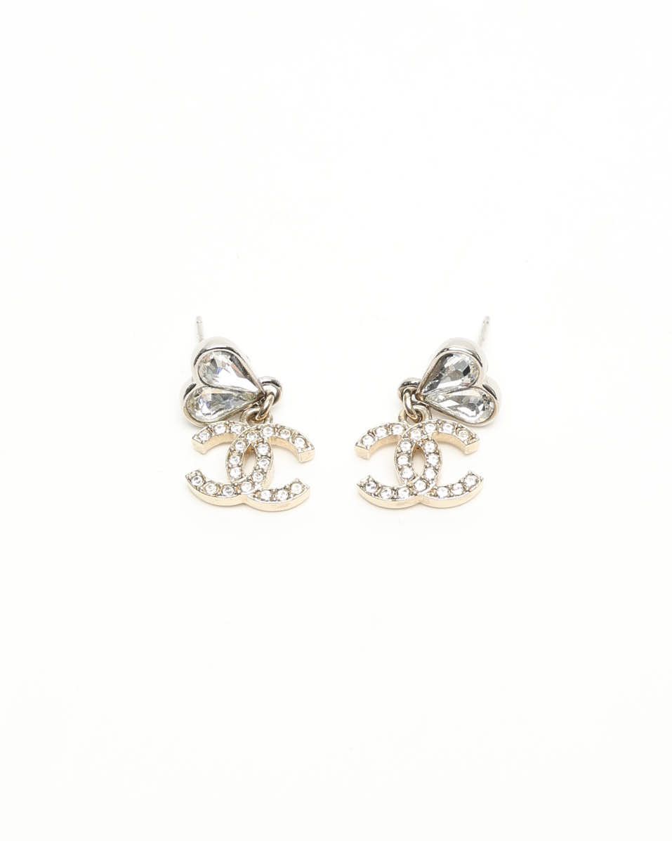 Pre-owned Chanel Coco Mark Rhinestone Earrings