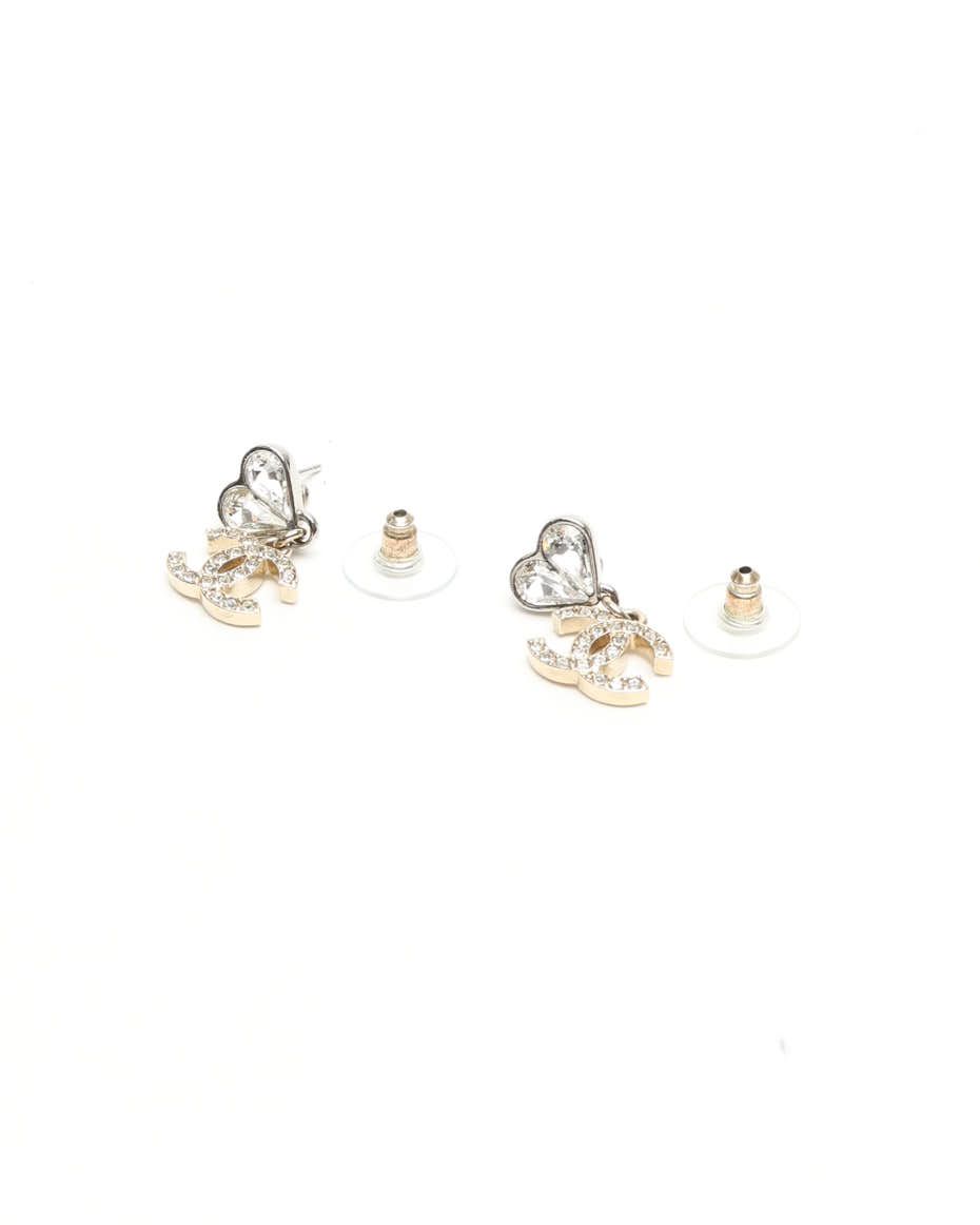 Pre-owned Chanel Coco Mark Rhinestone Earrings
