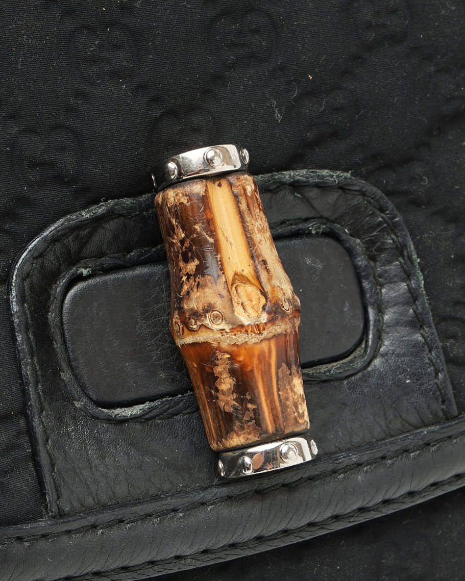 Gucci Large Gg Bamboo Bag In Black