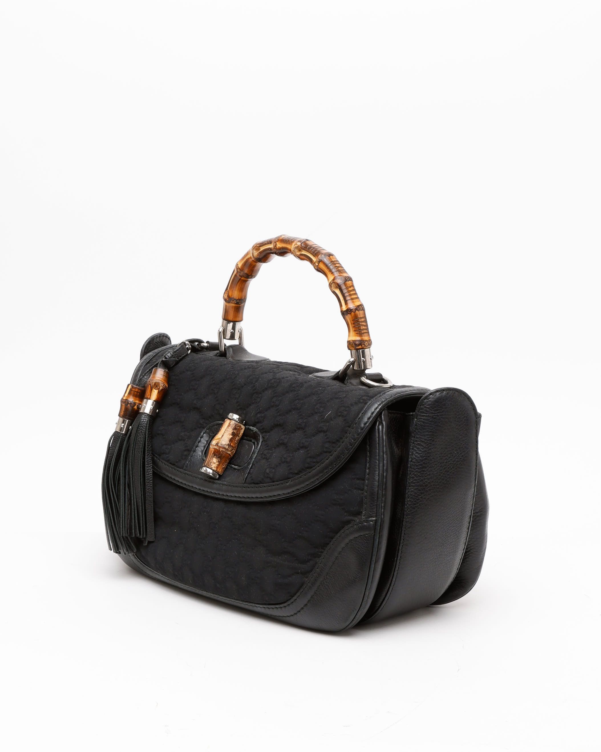 Gucci Large Gg Bamboo Bag In Black