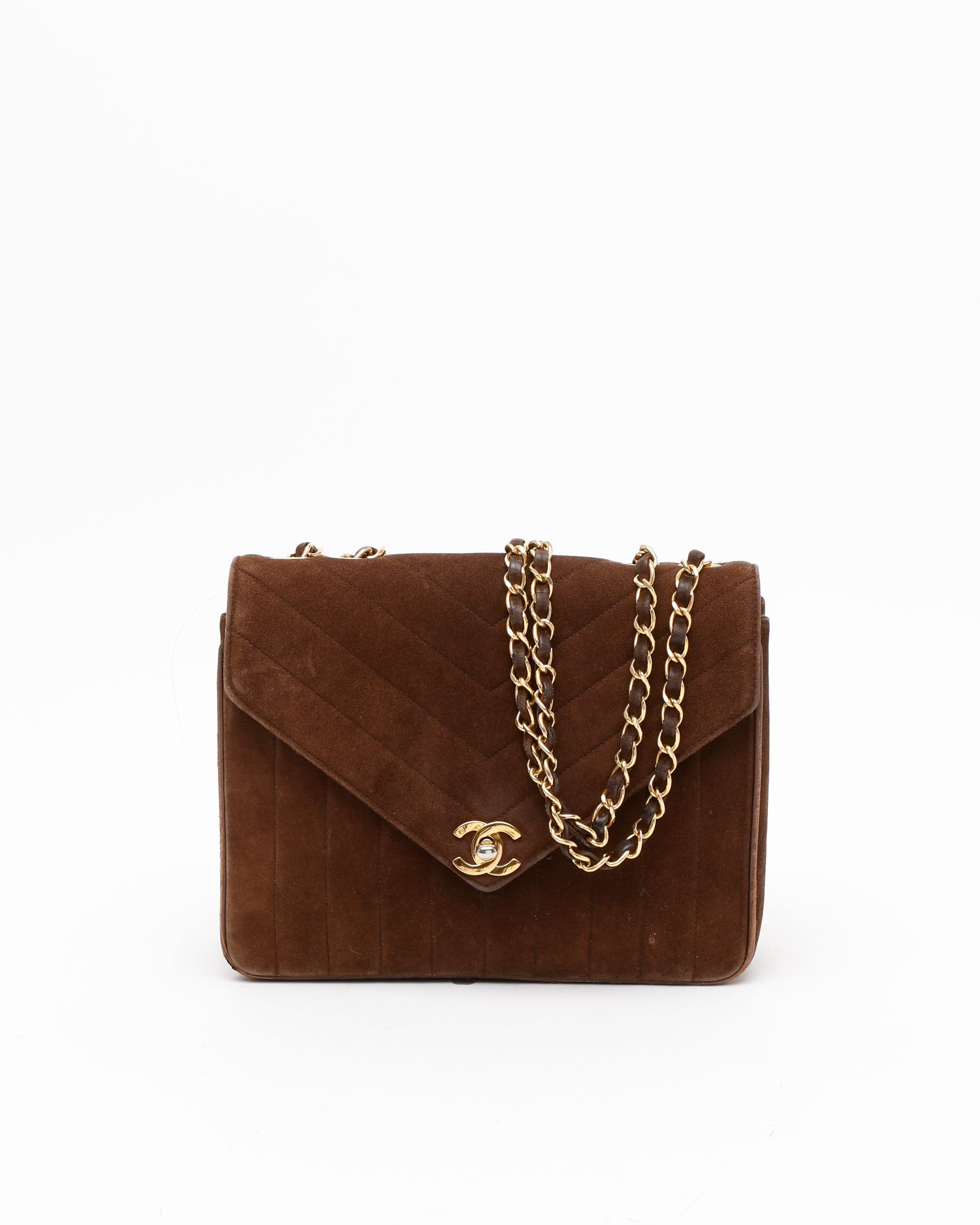 Chanel Suede Chevron Flap Bag