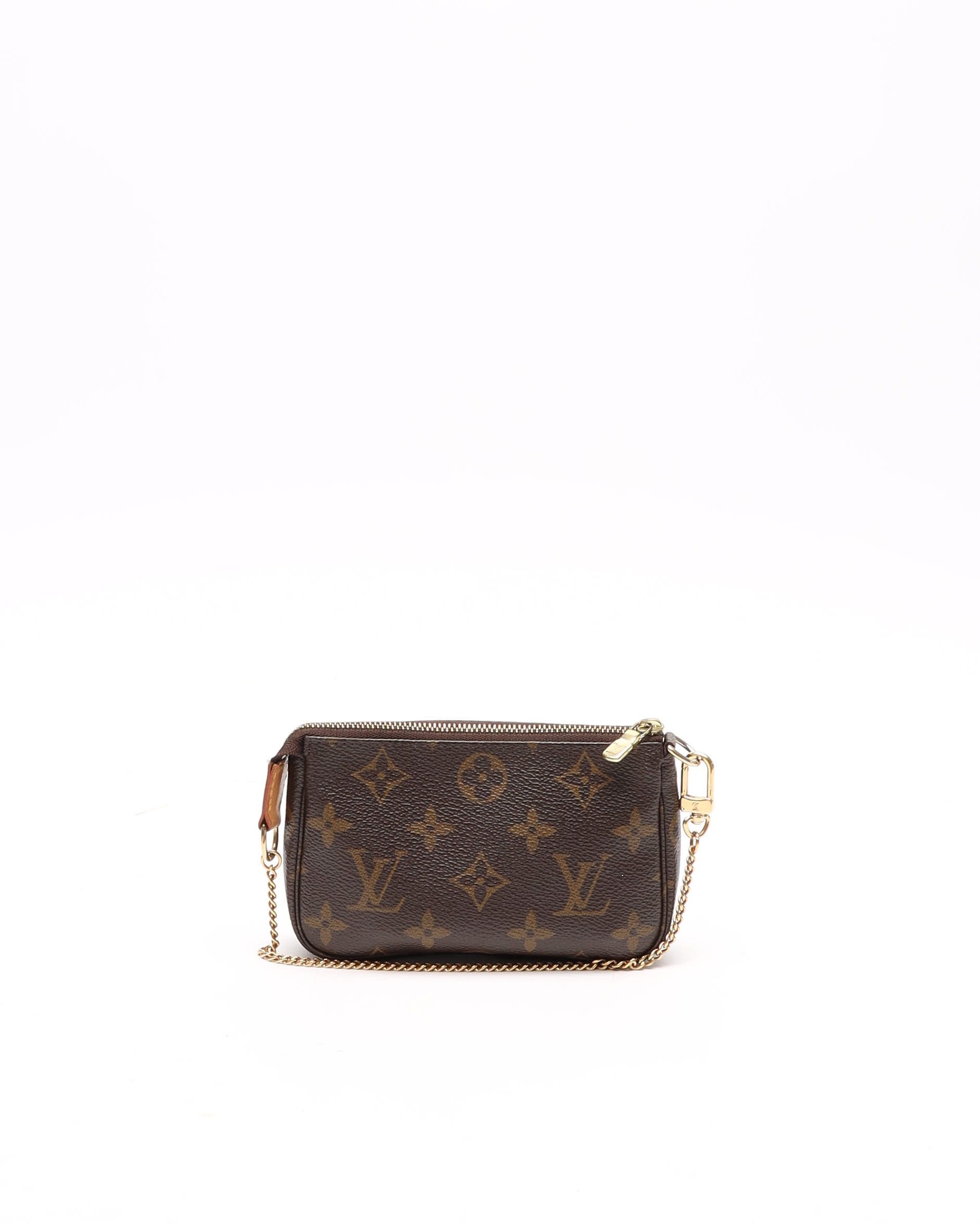 Pre-owned Louis Vuitton Monogram Mini Pochette Accessories Bag In Brown