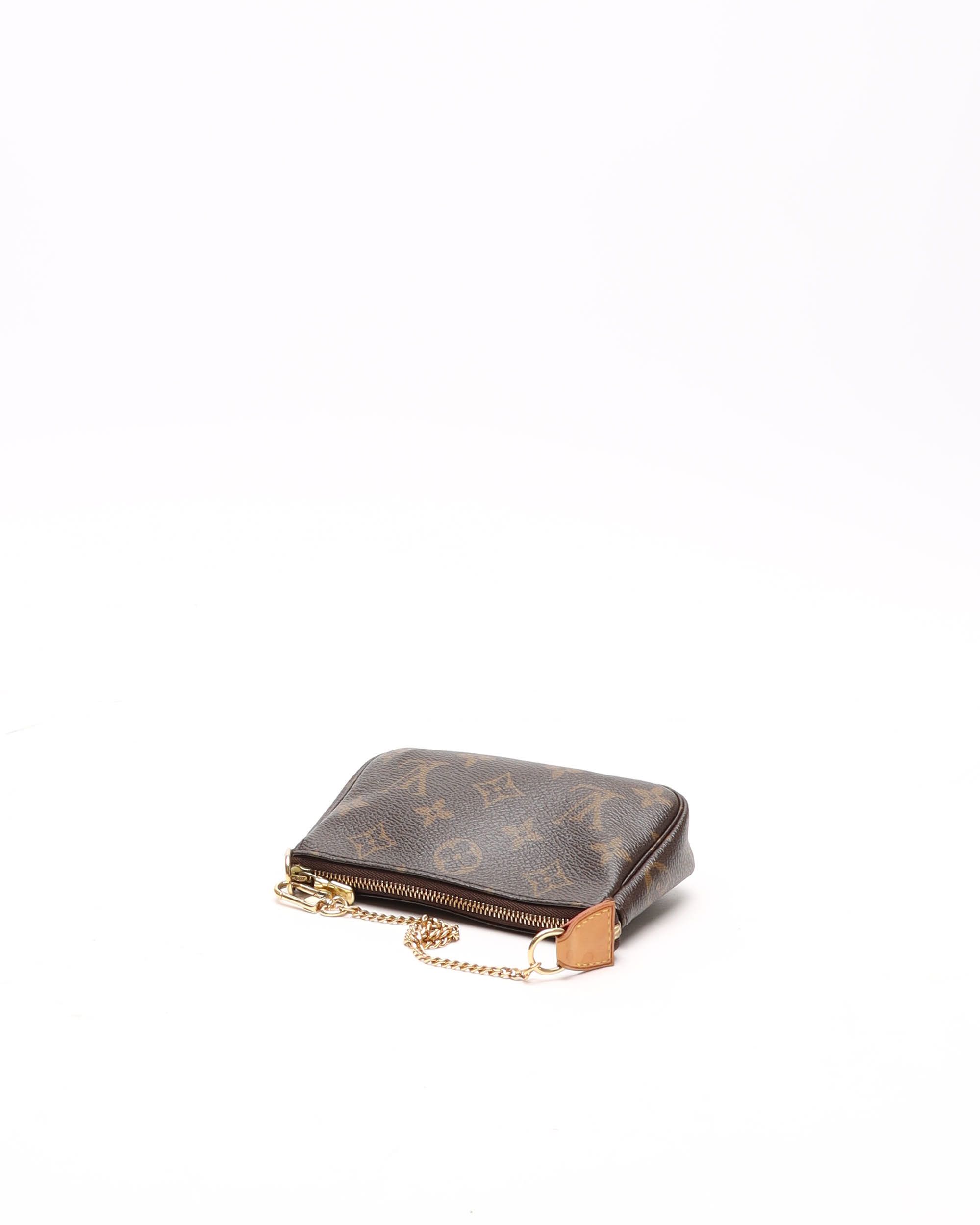 Pre-owned Louis Vuitton Monogram Mini Pochette Accessories Bag In Brown